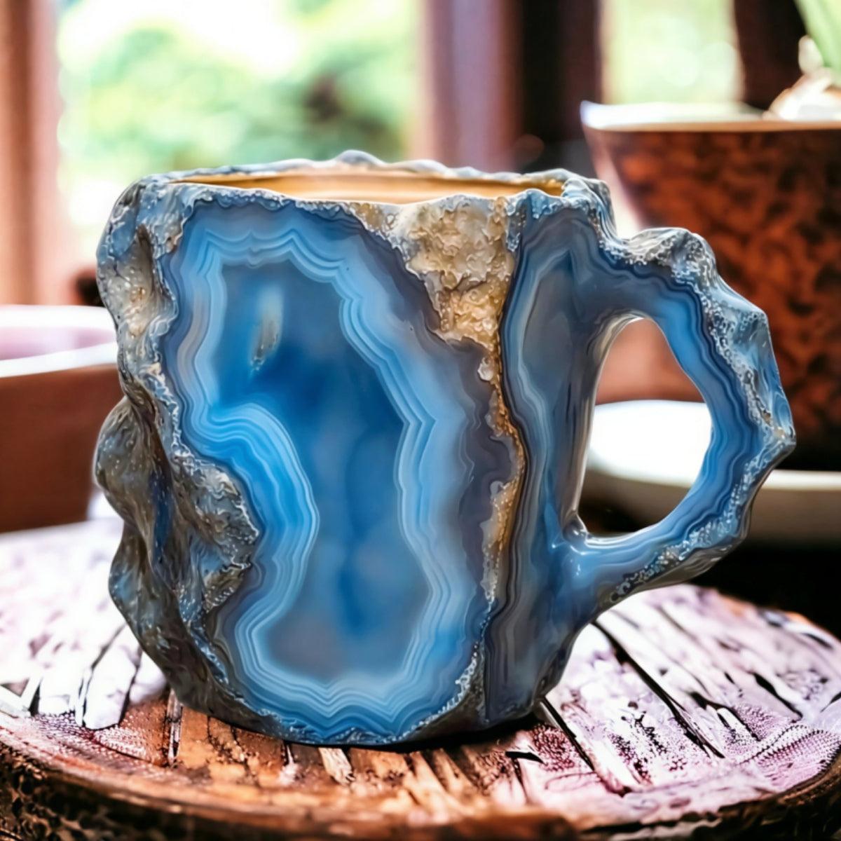 Aesthetic Coffee Cup Mug With Textured Geode Pattern Design