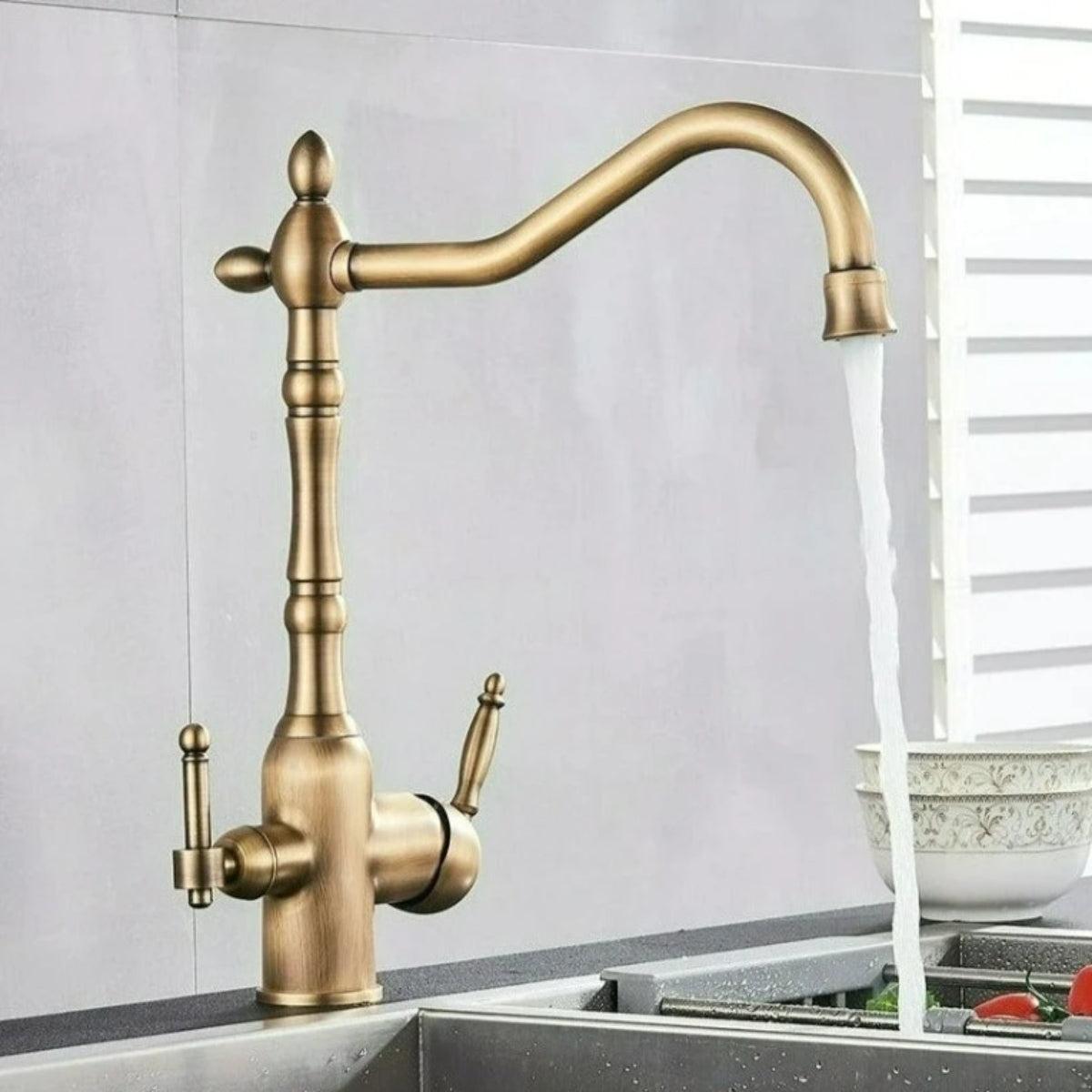 Antique Kitchen Sink Mixer Tap With Water Filter And Swivel Spout
