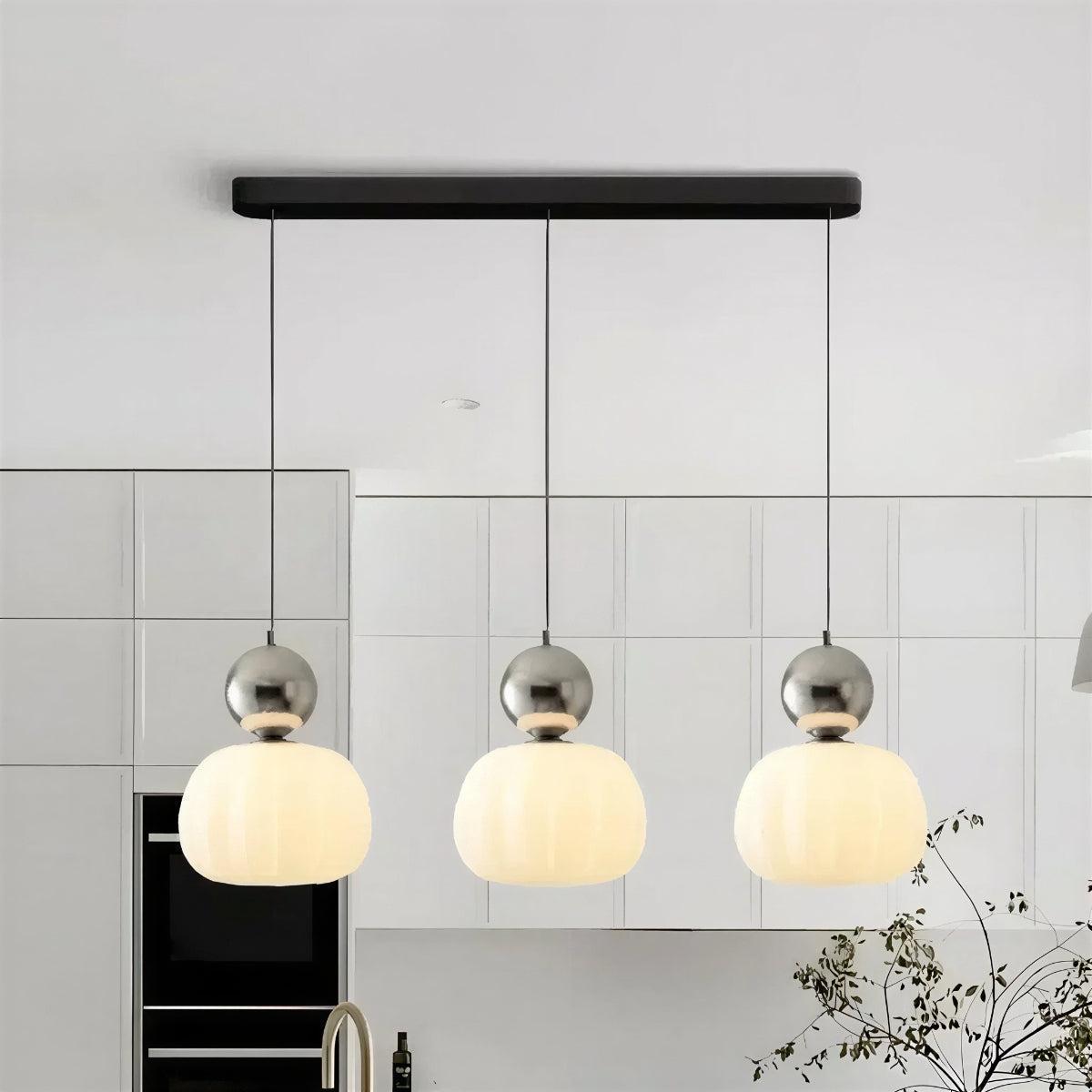 Art Deco Styled Hanging Pendant Light With Cream Coloured Shade