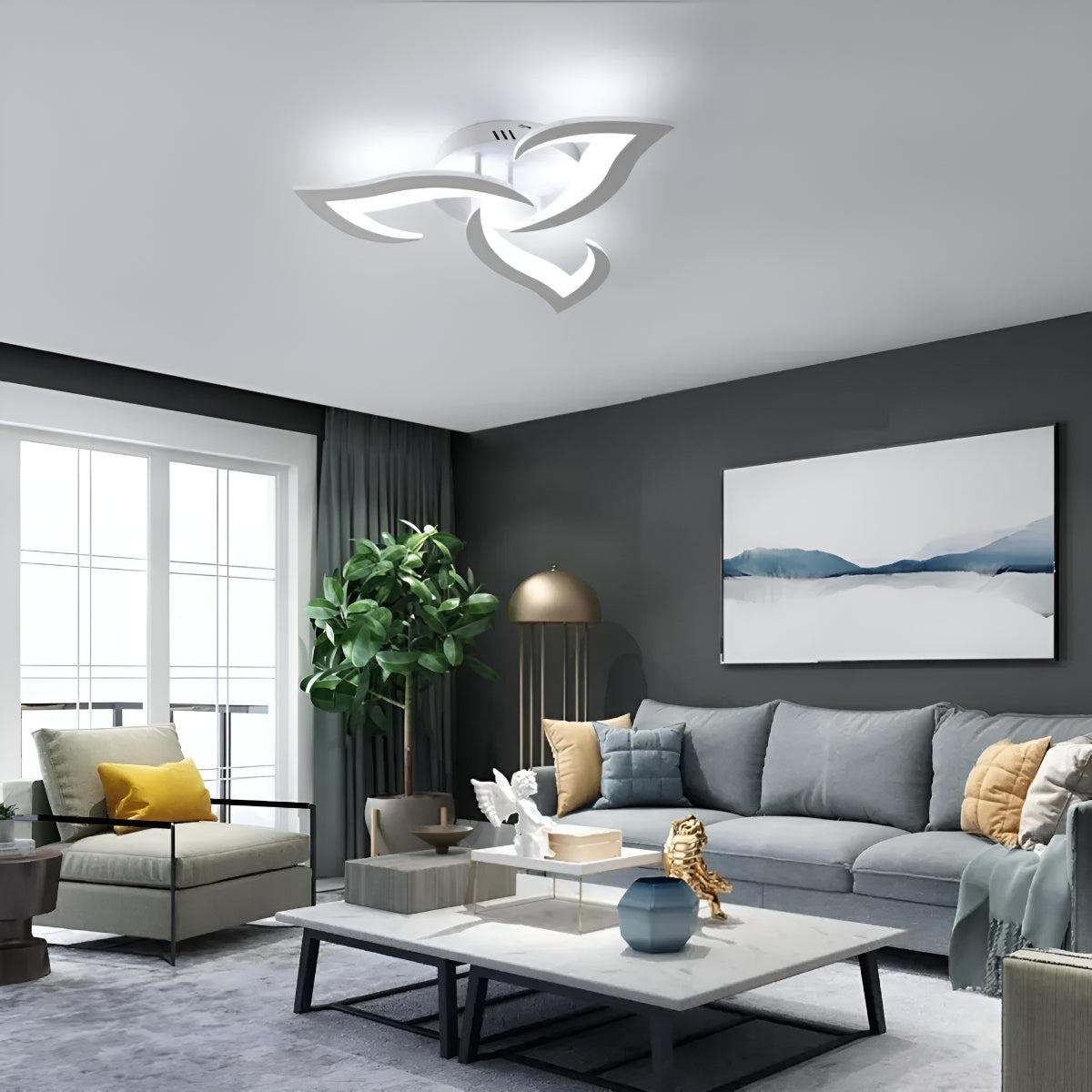 Artistic Contemporary Flush Ceiling Light With Modern Flower Design