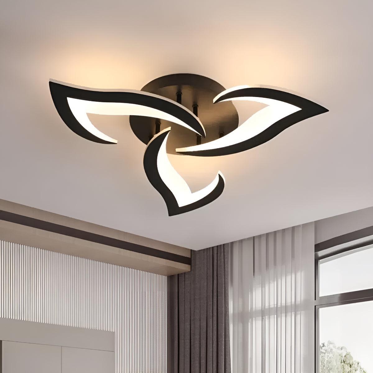 Artistic Contemporary Flush Ceiling Light With Modern Flower Design