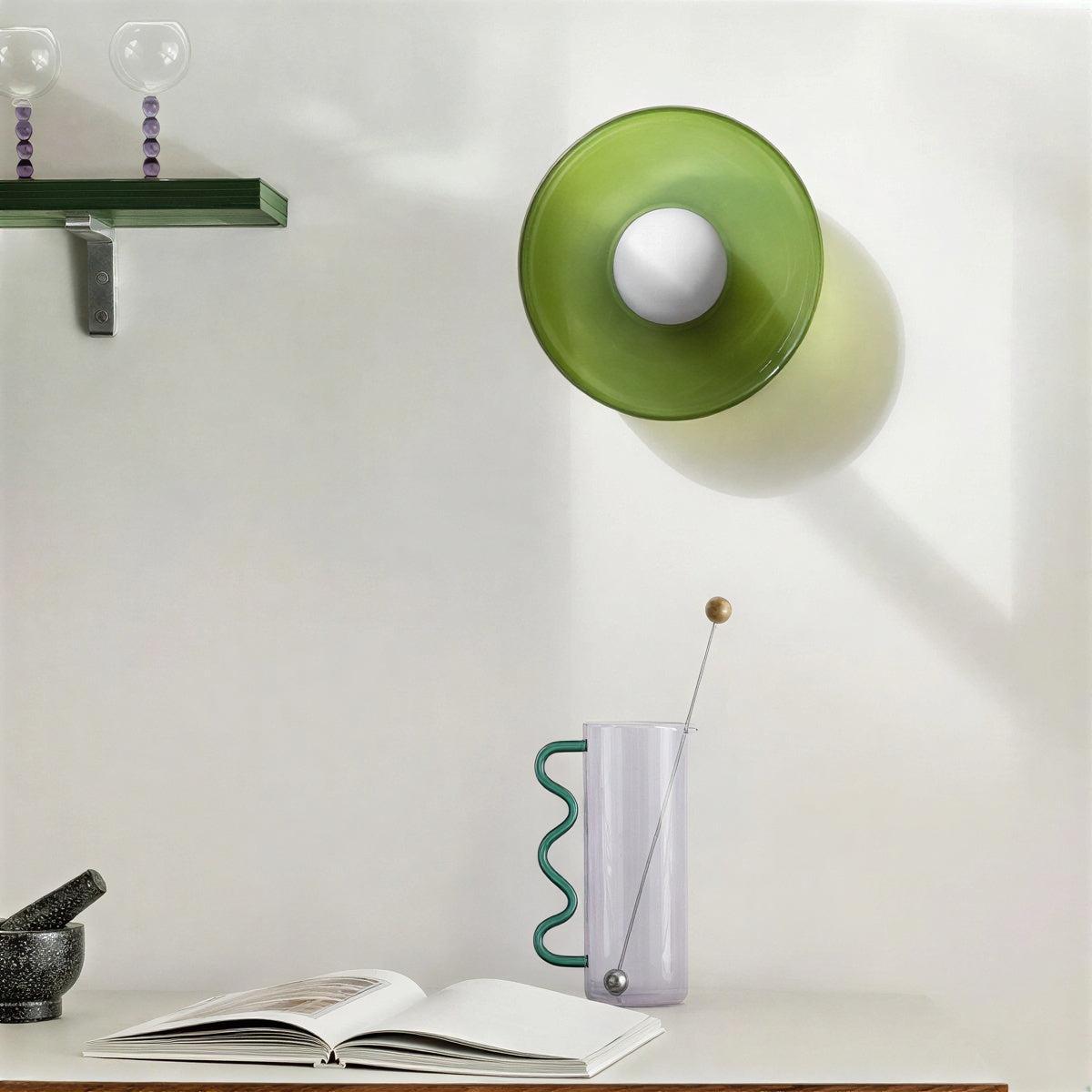 Bauhaus Mid Century Styled Round Flush Mount Ceiling Light With Geometric Design