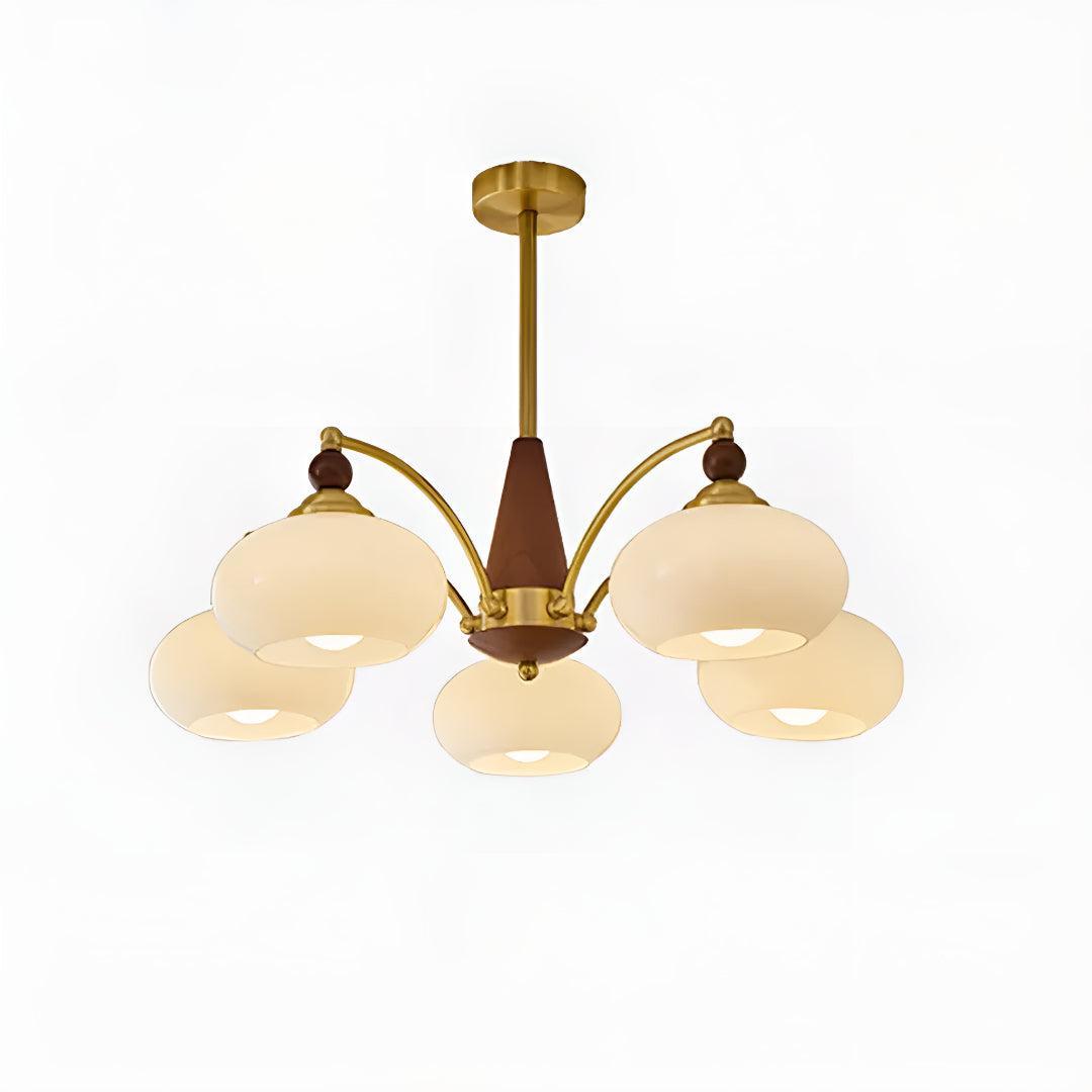 Brass Chandelier Light With Retro Design Shades