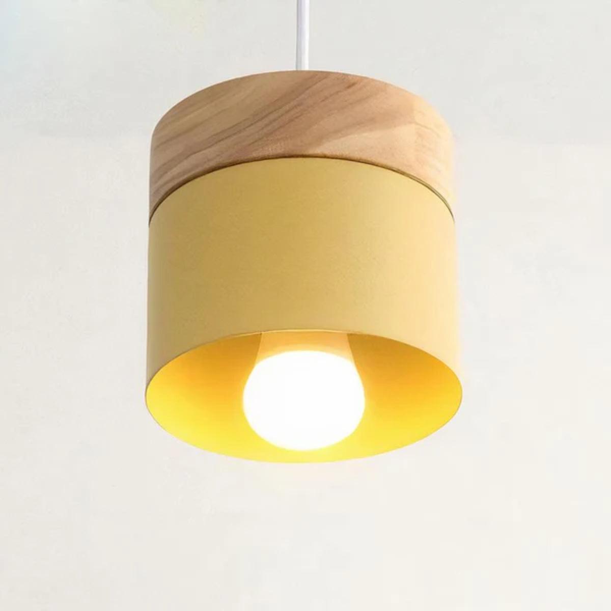 Ceiling Pendant Light Lamp With Minimalist Modern Design And Wooden Base