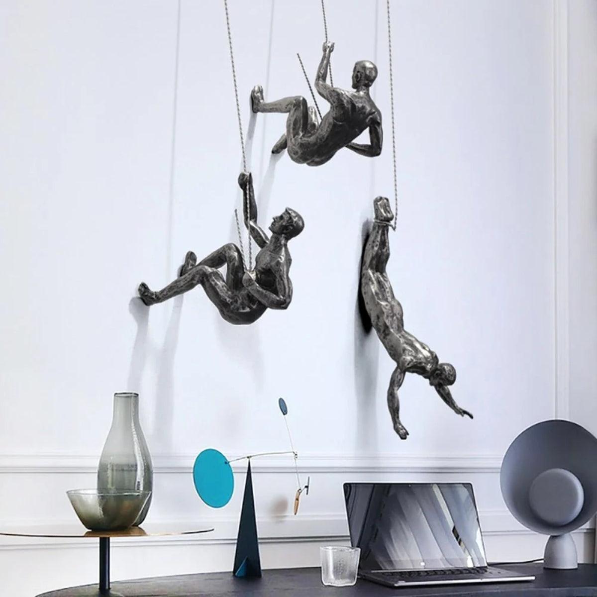 Climbing Man Sculpture Figure For Decorative Wall Art