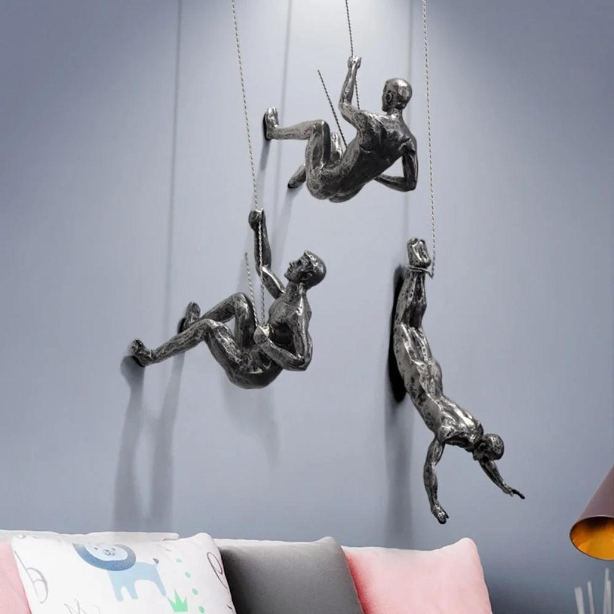 Climbing Man Sculpture Figure For Decorative Wall Art