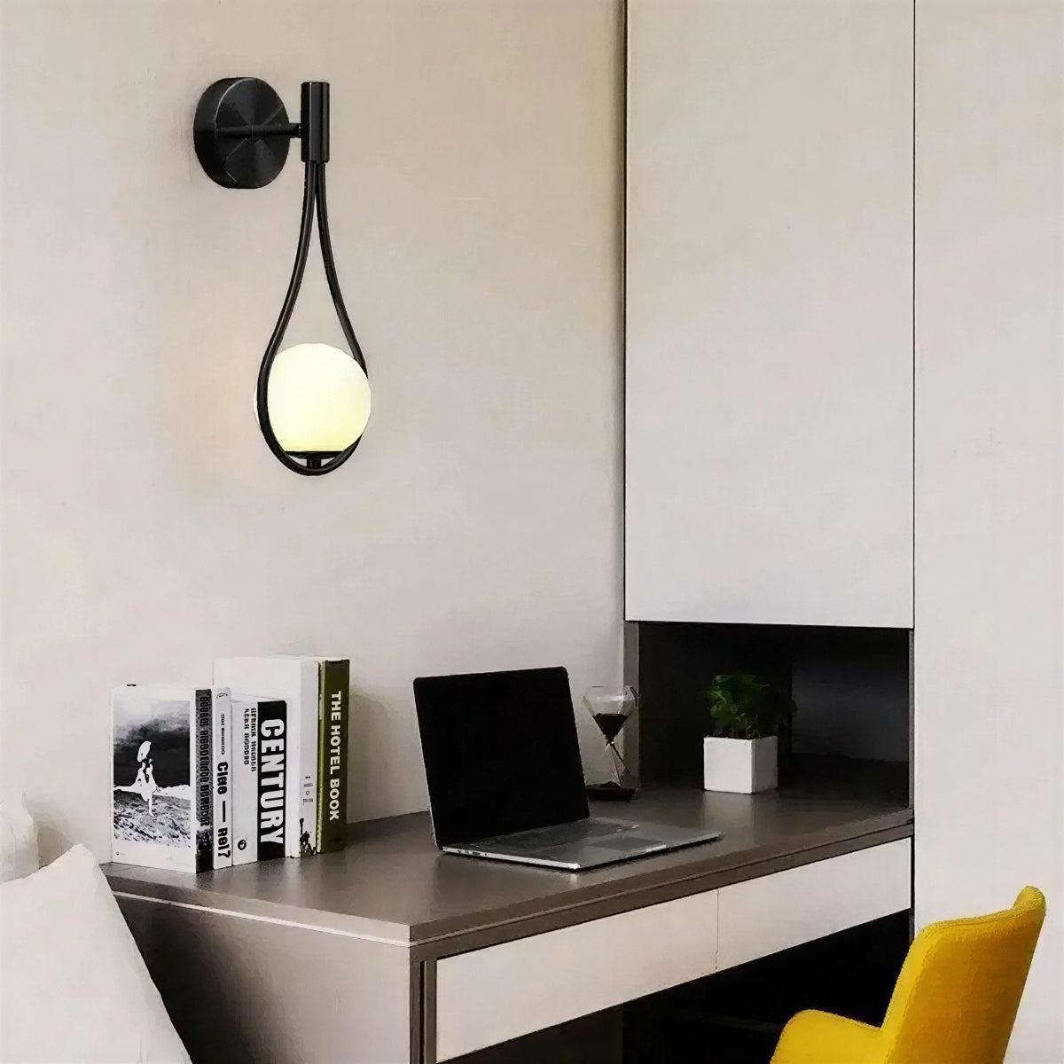 Contemporary Indoor Wall Mounted Light With Teardrop Styled Hanging Ambient Globe