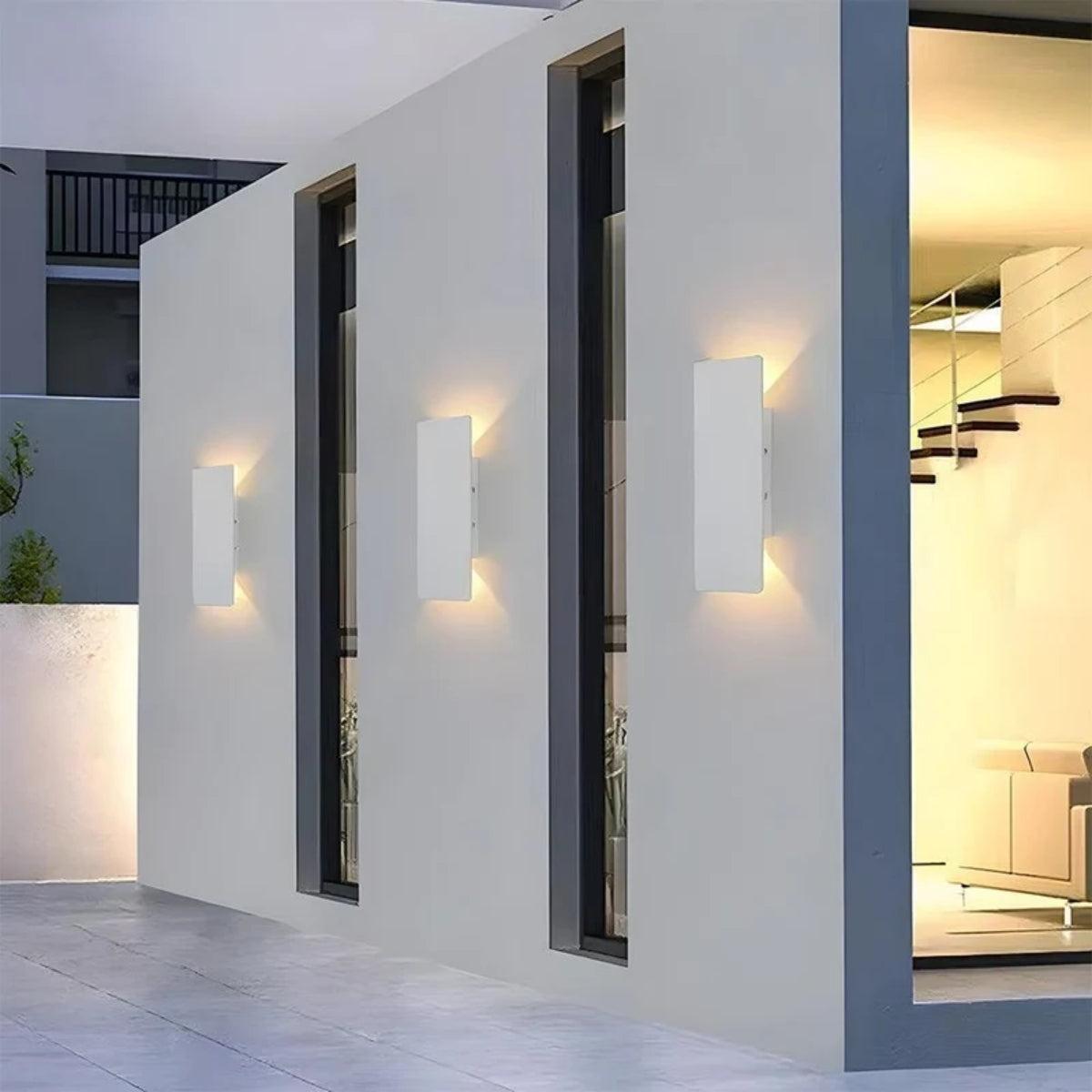 Contemporary Outdoor Wall Light With Dual Up Down Lighting