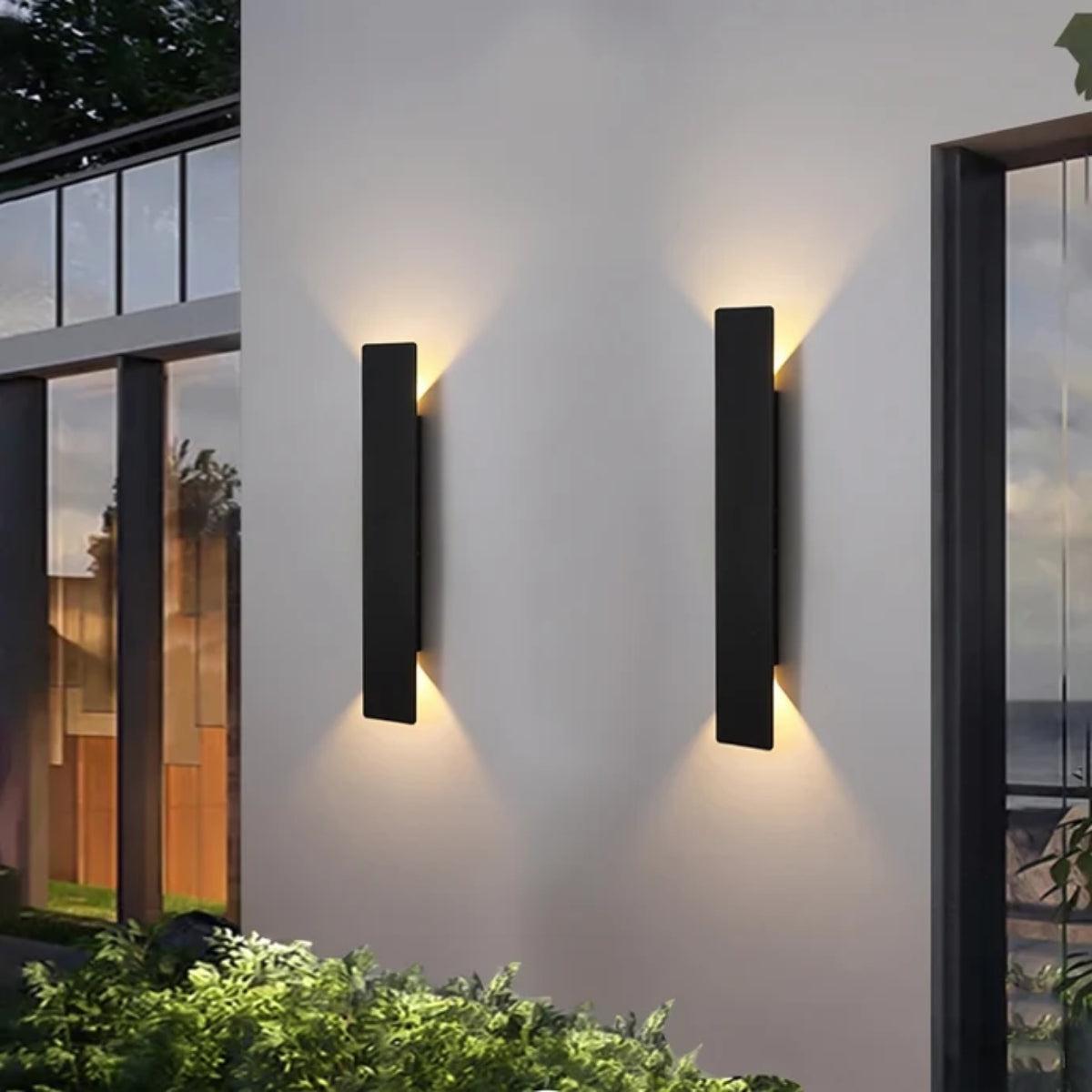 Contemporary Outdoor Wall Light With Dual Up Down Lighting