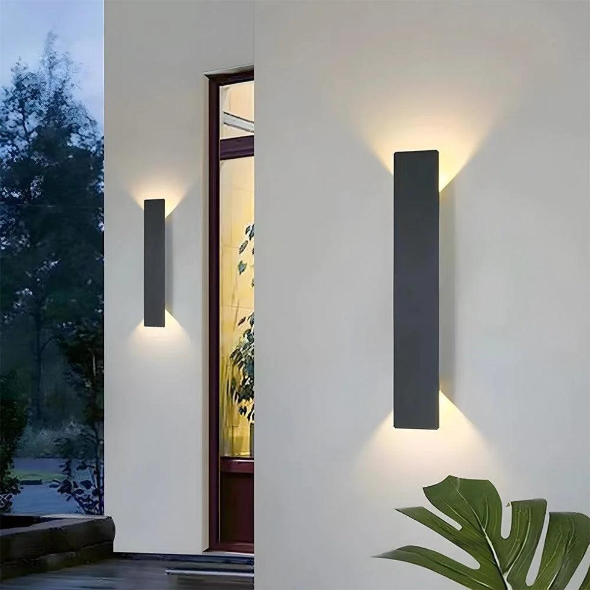 Contemporary Outdoor Wall Light With Dual Up Down Lighting