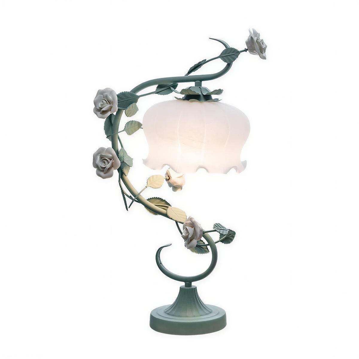 Decorative Bedside Nightstand Table Lamp With Flower Design
