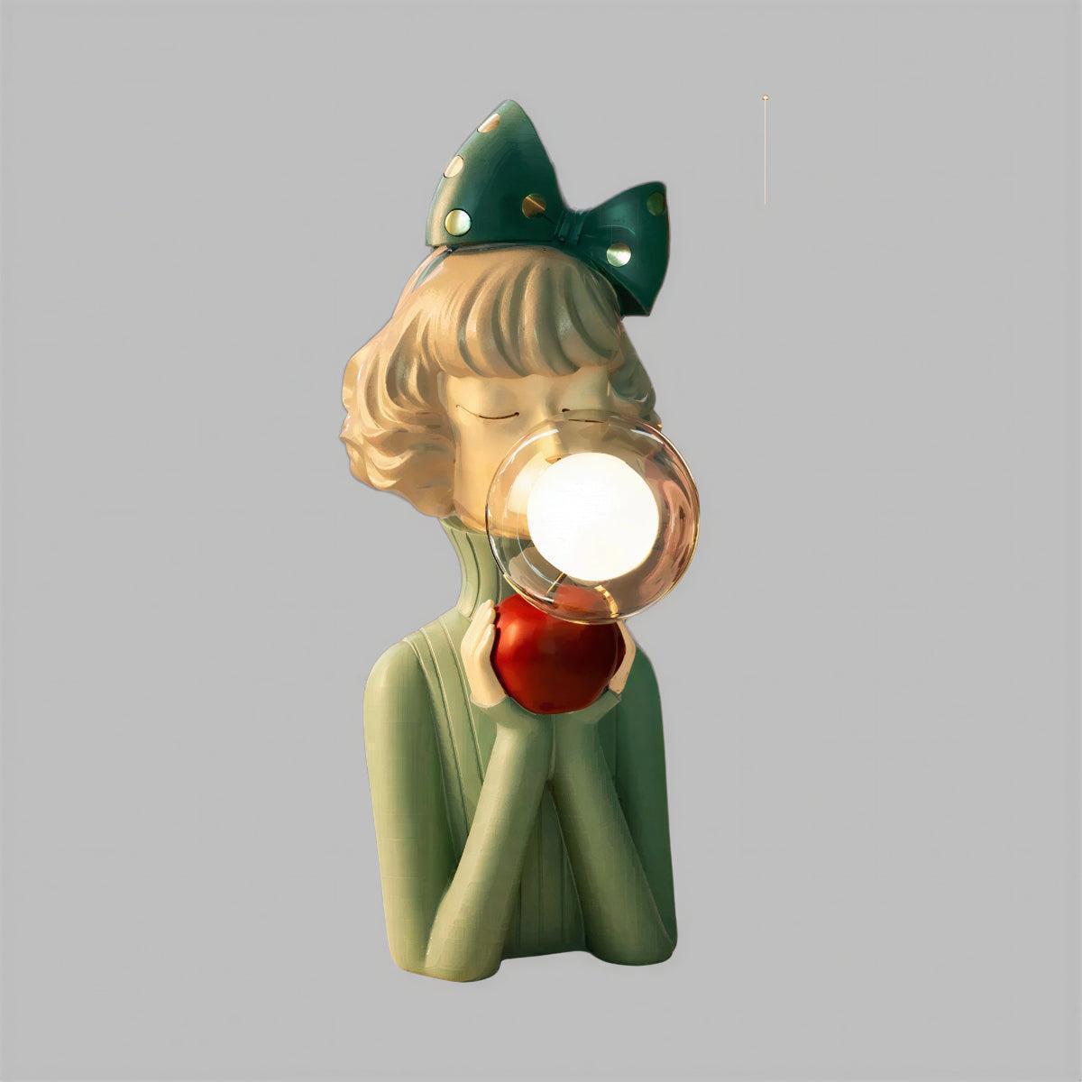 Decorative Girl Figurine Table Lights With Sculptural Art And Bubble Gum Lights