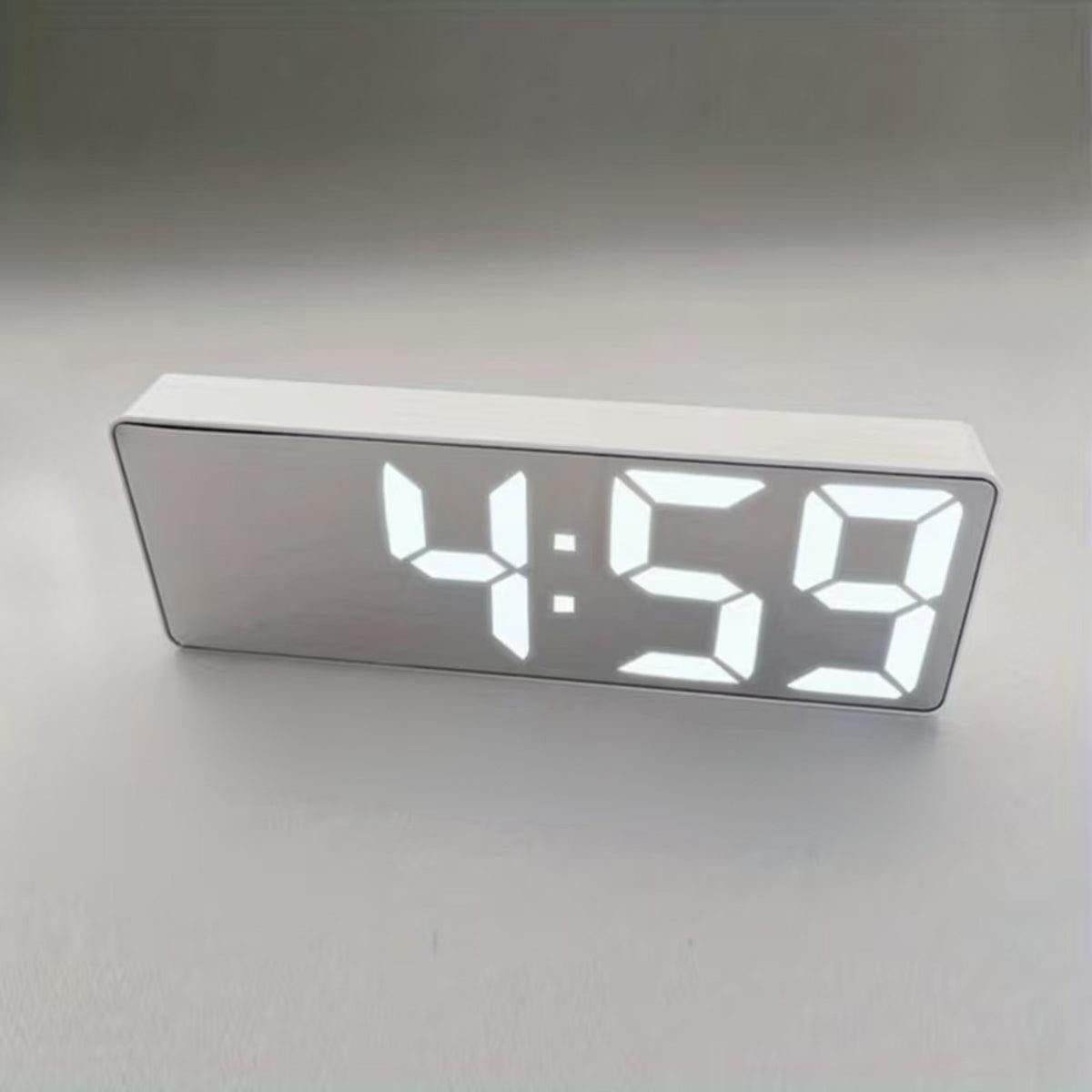 Digital Bedside Alarm Clock With Mirrored Screen And USB Charging Function