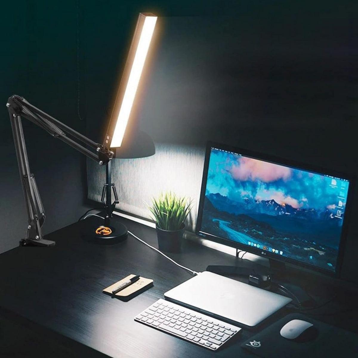 Dimmable LED Desk Lamp With Adjustable Foldable Swing Arm