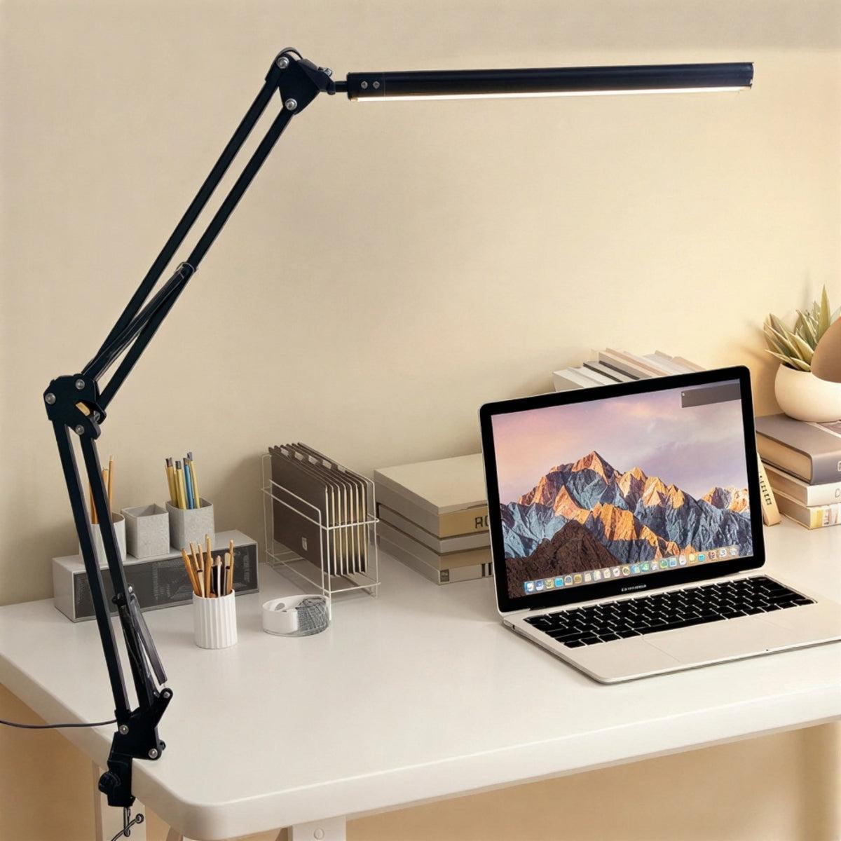 Dimmable LED Desk Lamp With Adjustable Foldable Swing Arm