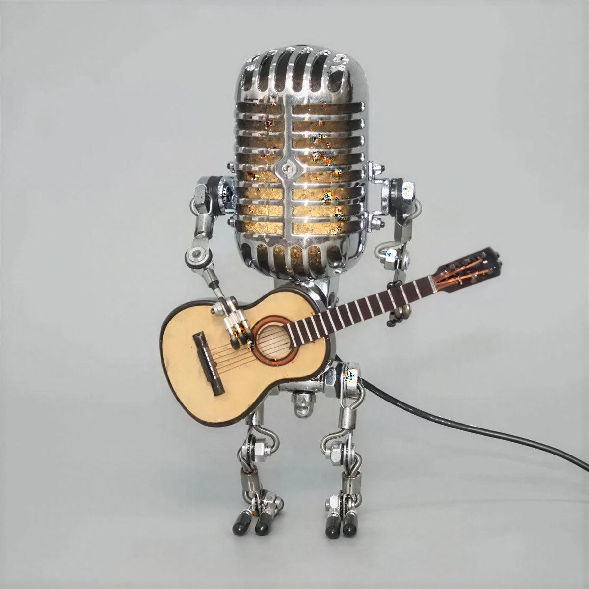 Dimmable Table Lamp With Retro Microphone And Guitar Design