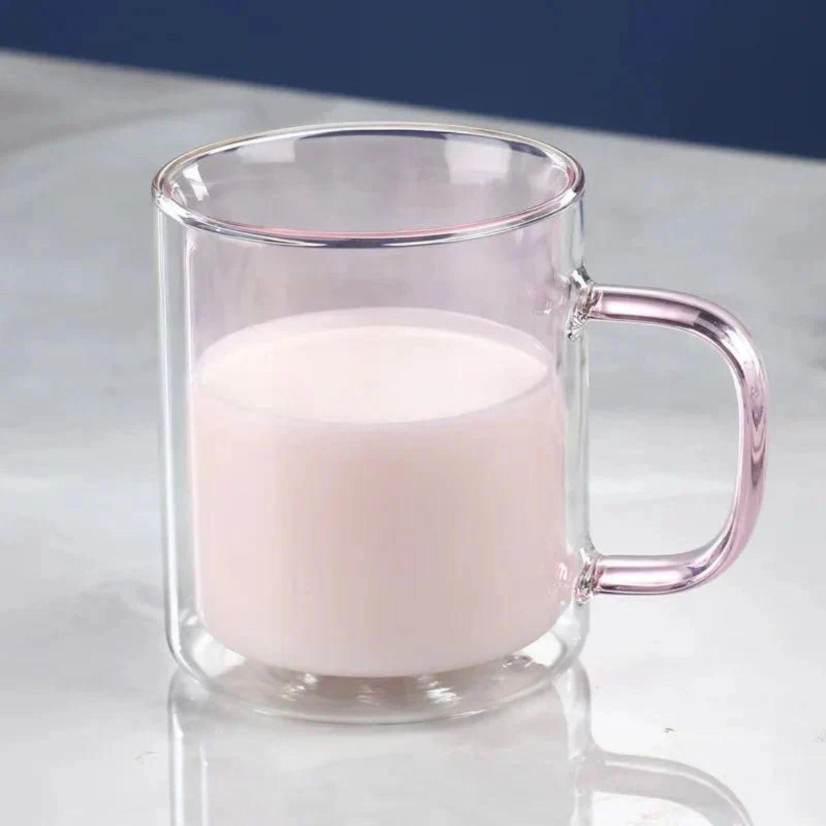 Double Wall Glass Coffee Mug With Insulated Design