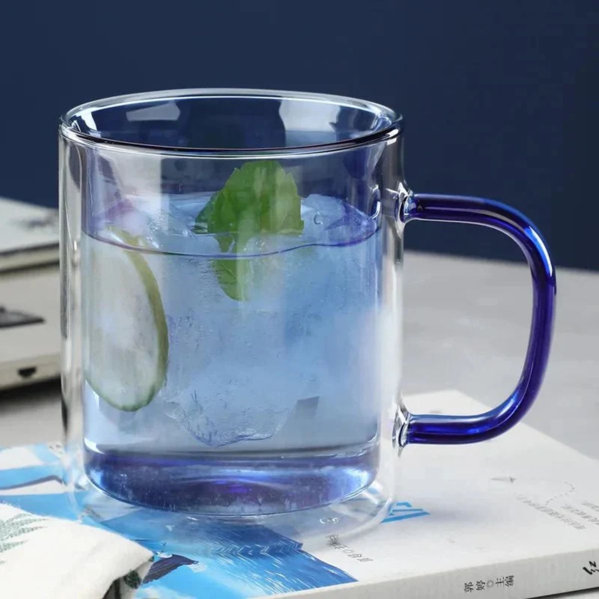 Double Wall Glass Coffee Mug With Insulated Design