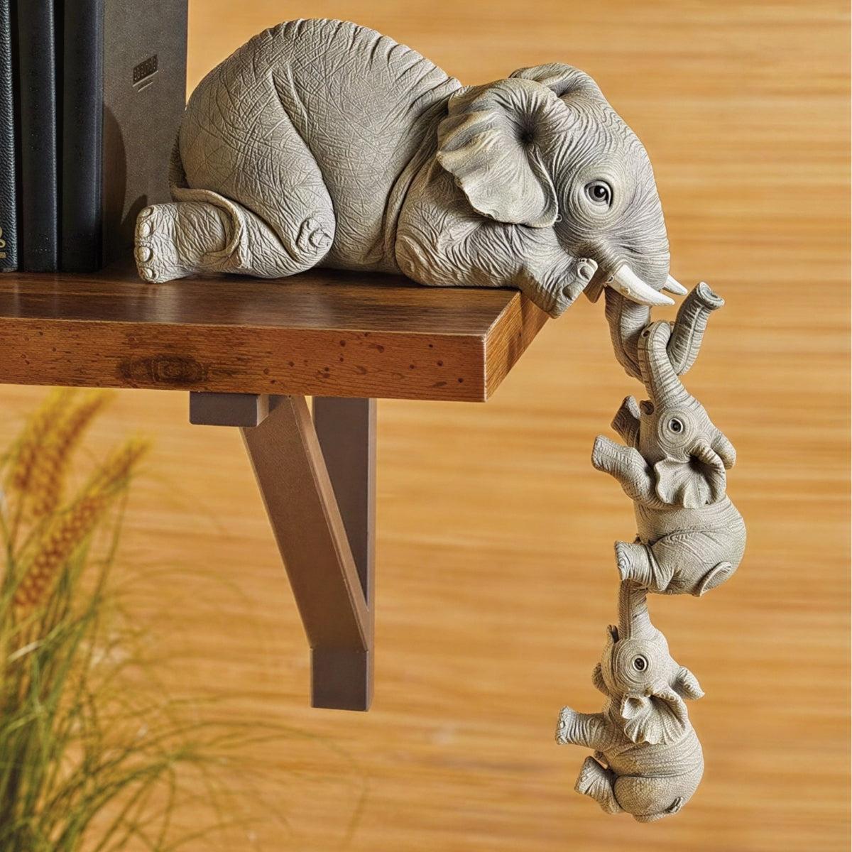 Elephant Ornament Figurine With Hanging Mother And Baby Statue Decor