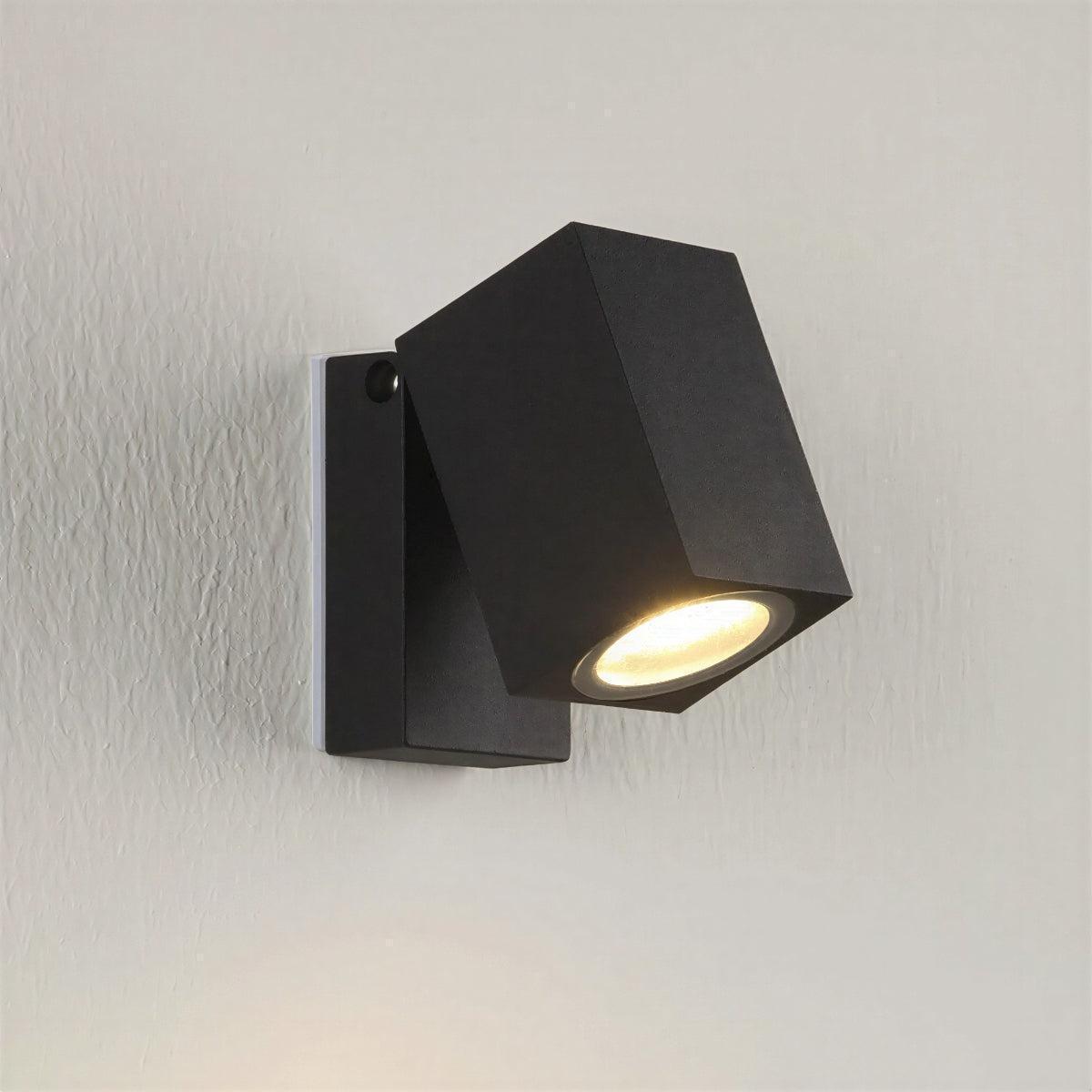 Exterior Outdoor Cube Wall Light With Spotlight And Adjustable Swivel