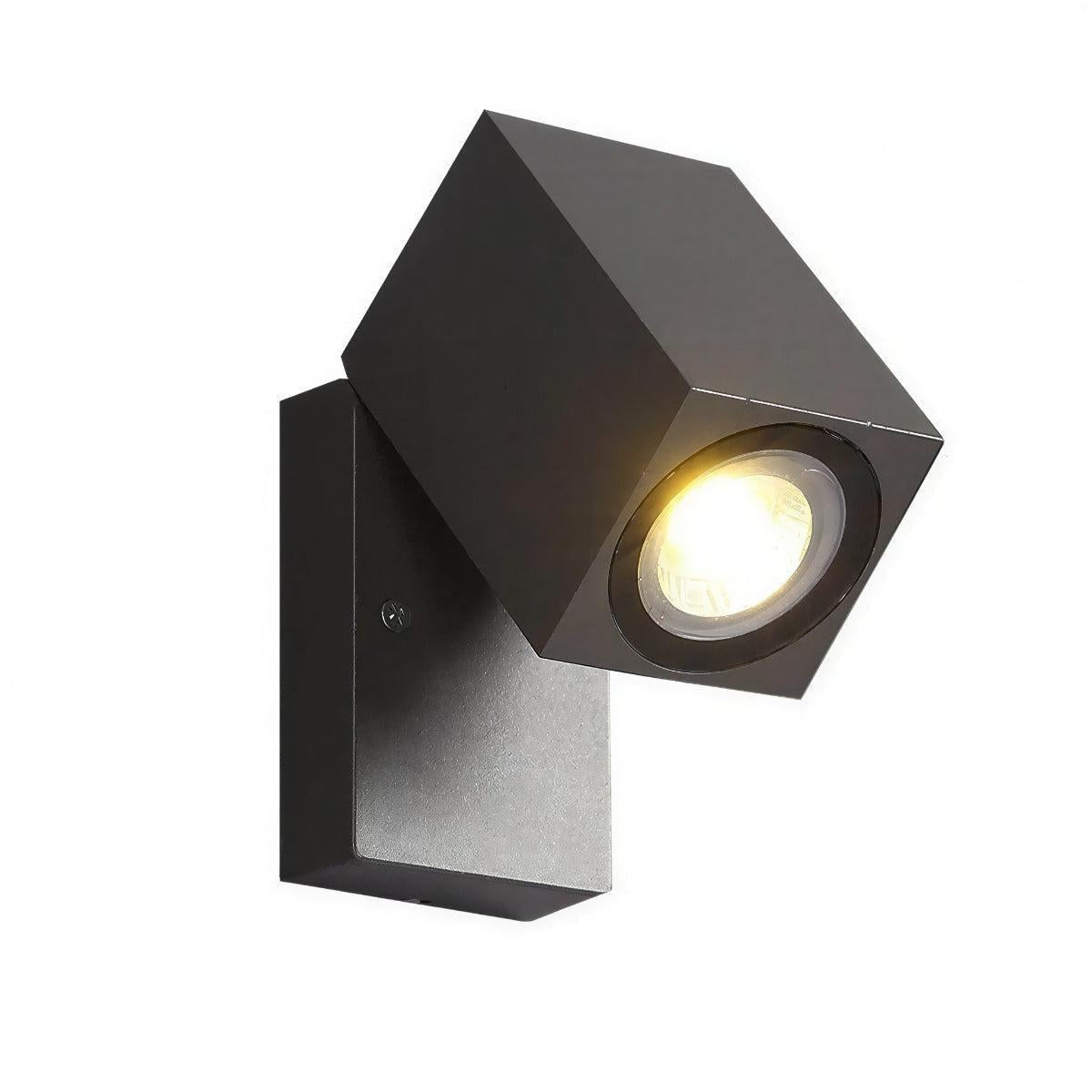 Exterior Outdoor Cube Wall Light With Spotlight And Adjustable Swivel