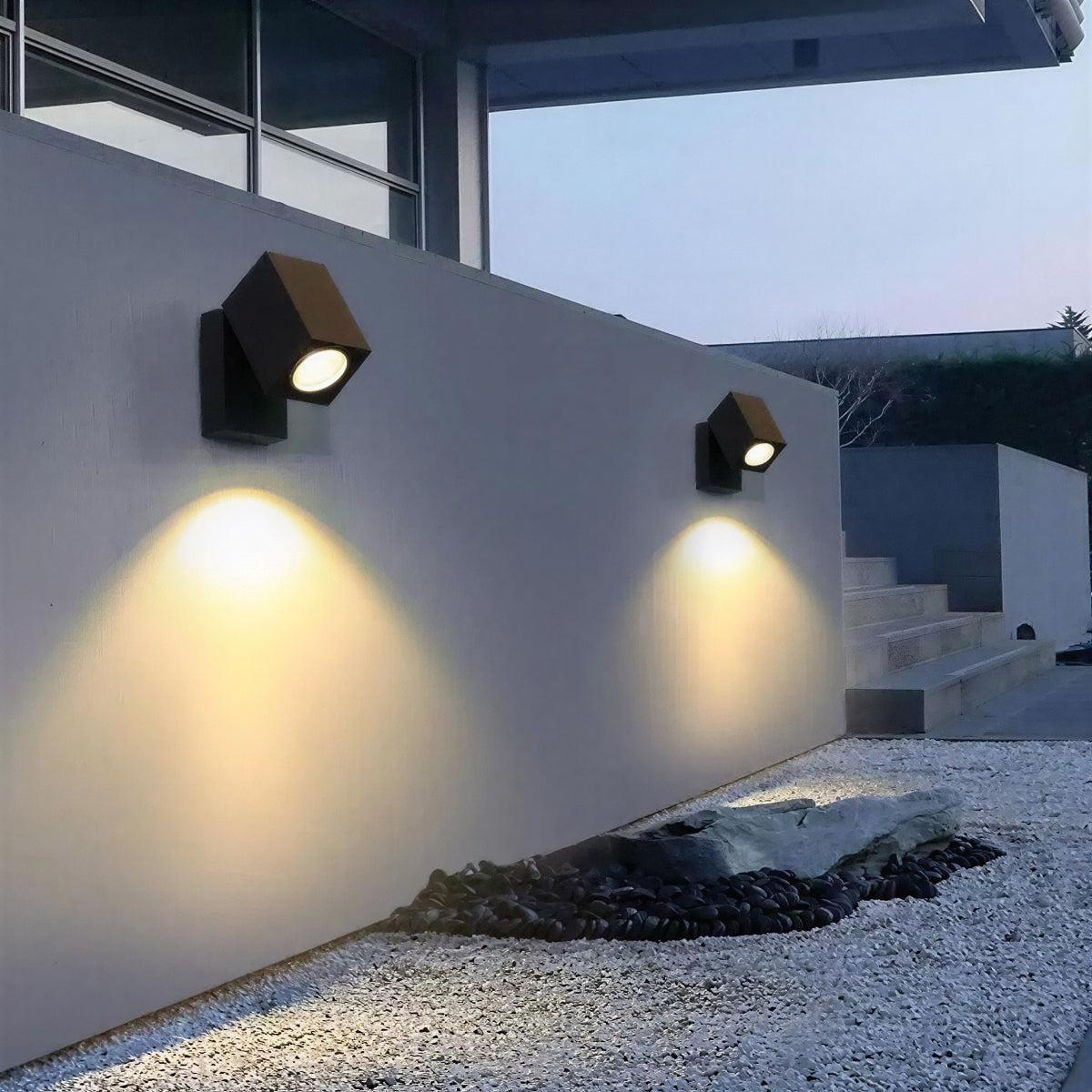 Exterior Outdoor Cube Wall Light With Spotlight And Adjustable Swivel