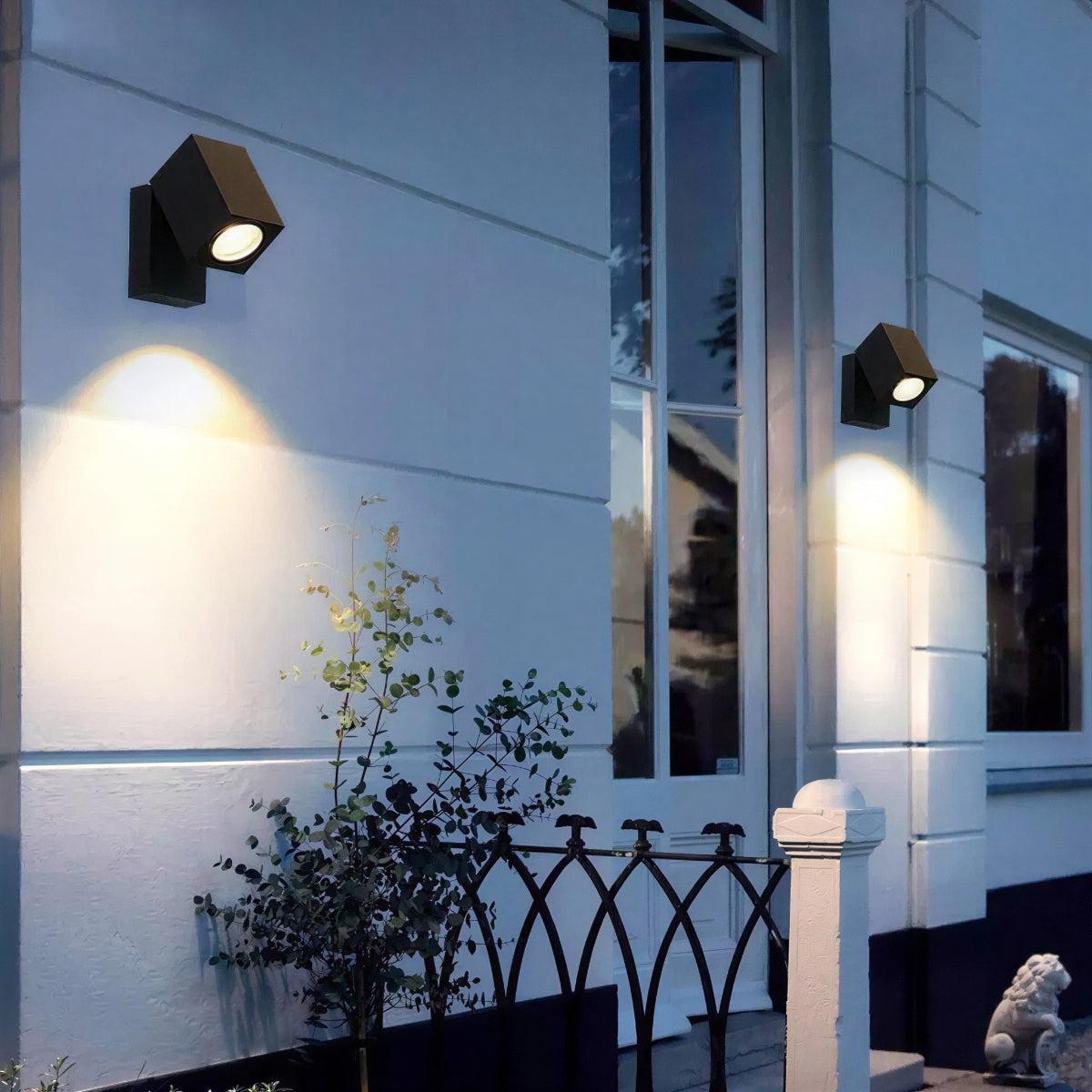 Exterior Outdoor Cube Wall Light With Spotlight And Adjustable Swivel