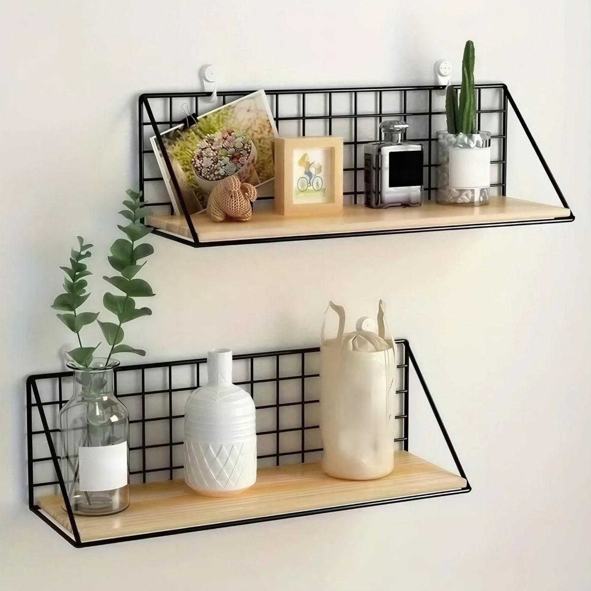 Floating Caged Wall Shelf For Modern Minimalist Home Storage