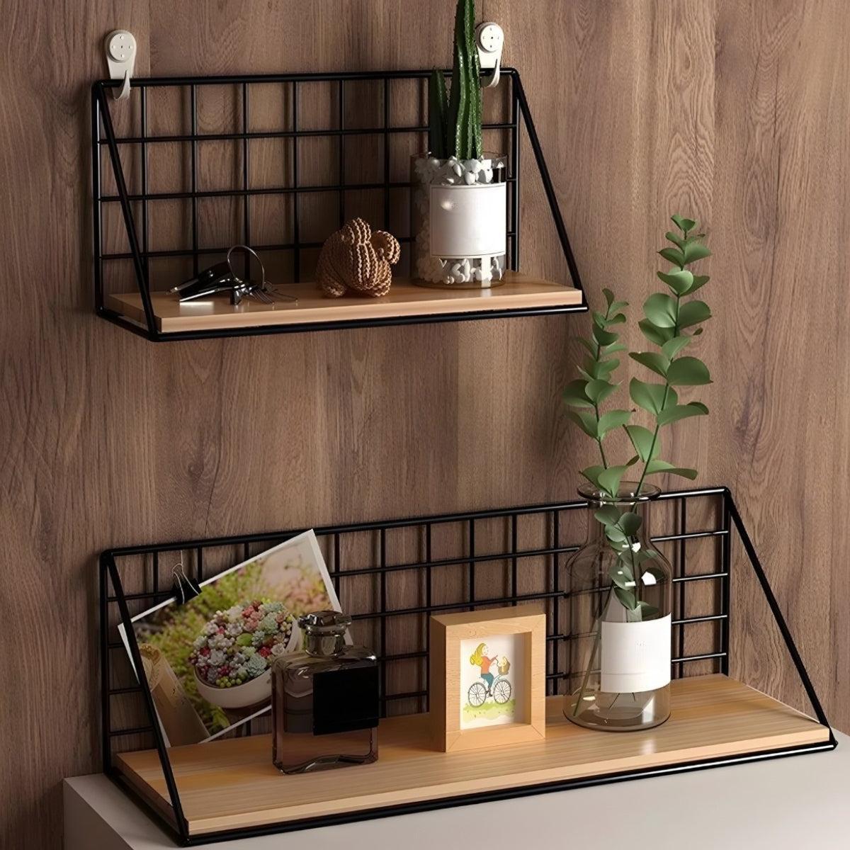 Floating Caged Wall Shelf For Modern Minimalist Home Storage