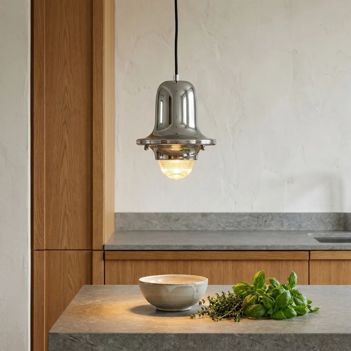 Hanging Pendant Lighting Fixture With Metal Bauhaus Design
