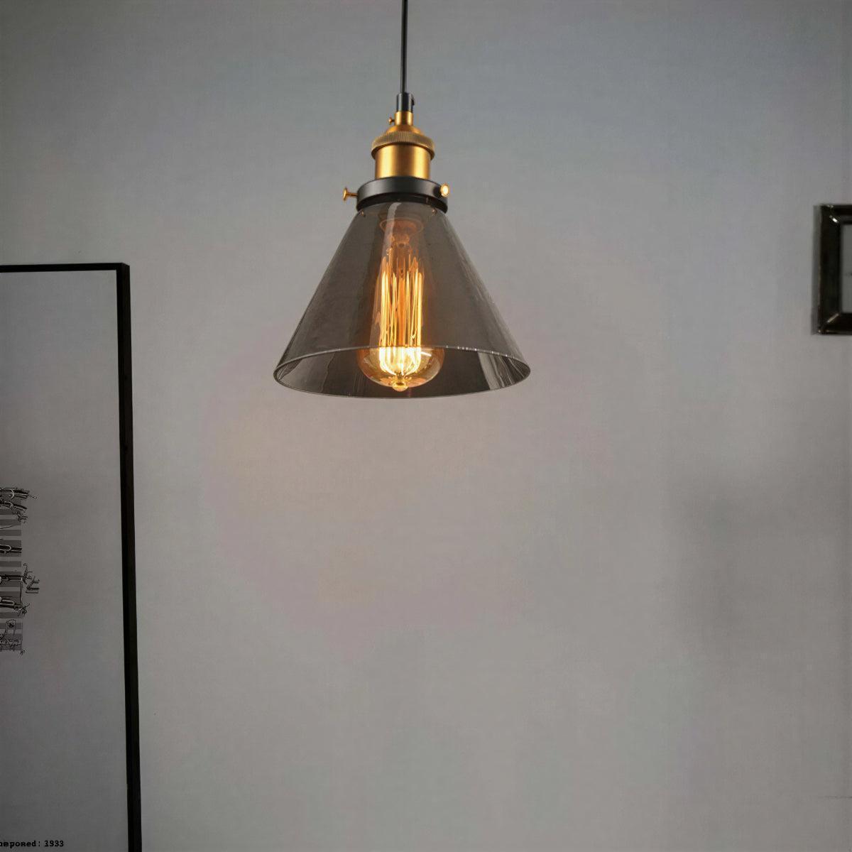 Industrial Glass Hanging Pendant Light With Modern Minimalist Design