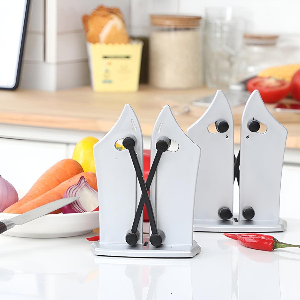 Kitchen Knife Sharpener For Manual Sharpening With Flexible Spring Arms