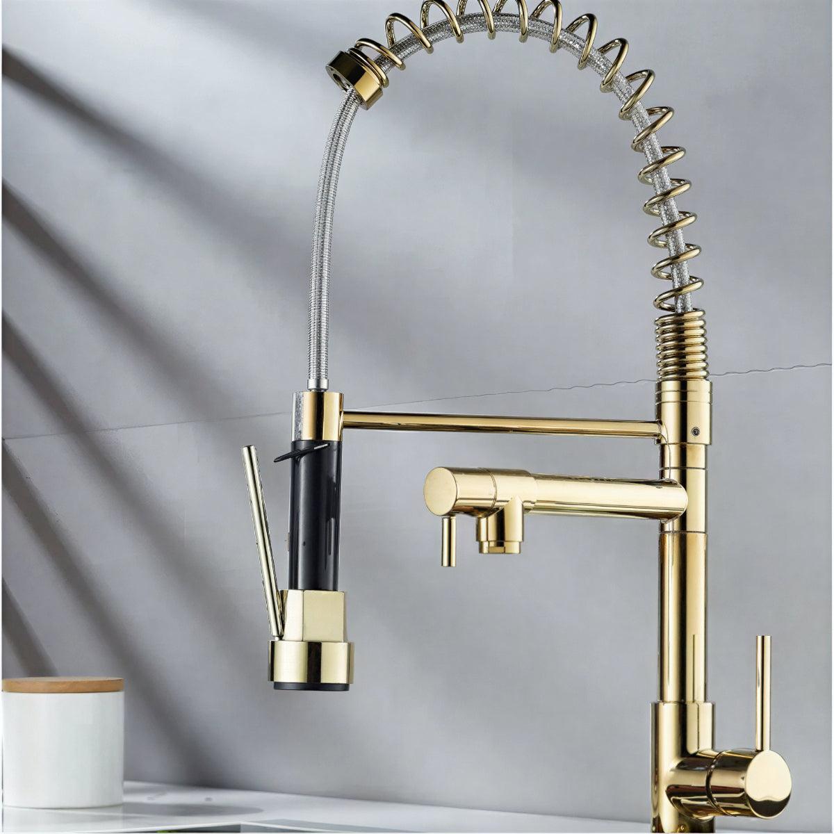 Kitchen Sink Mixer Tap With Independent Dual Outlet Spouts