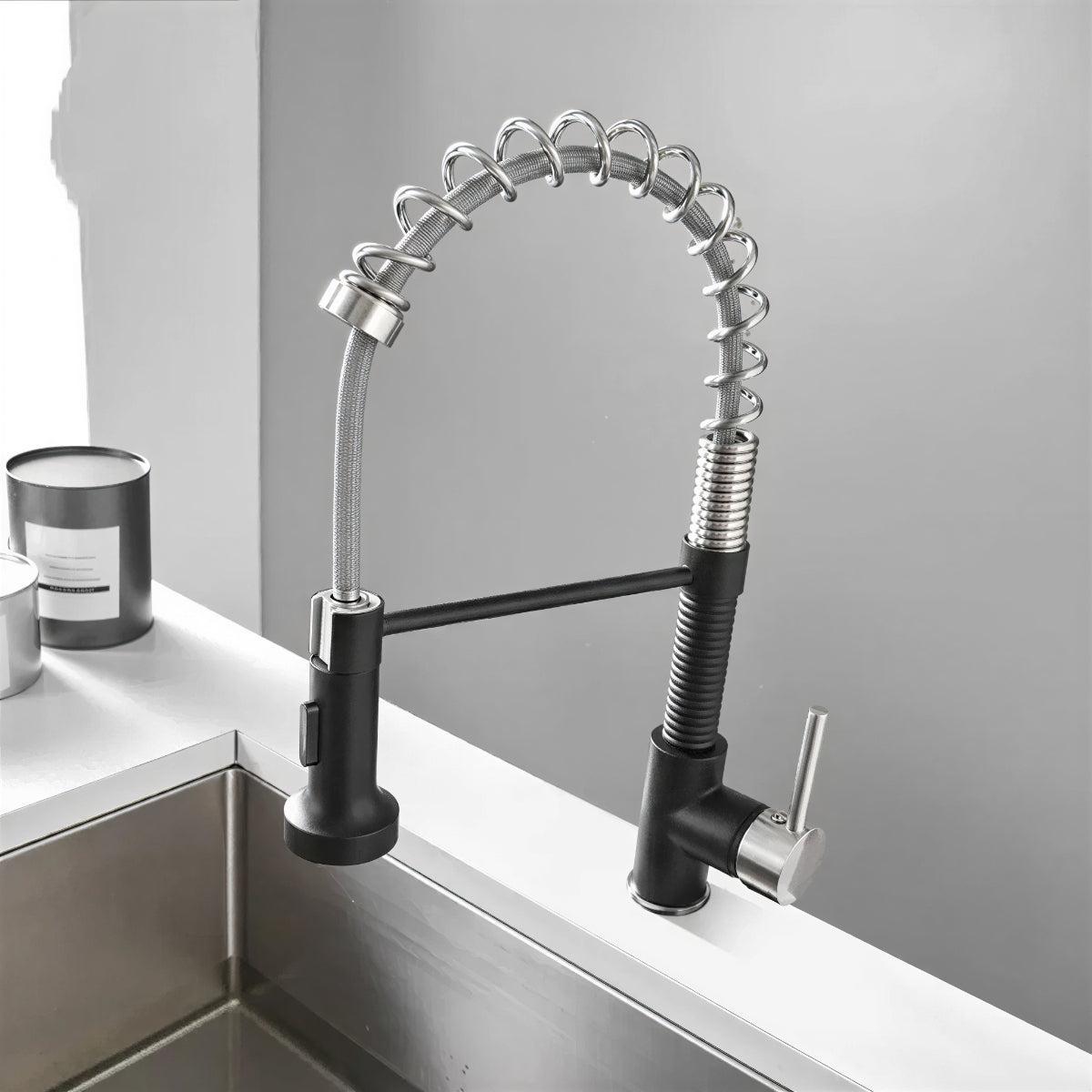 Kitchen Sink Mixer Tap With Independent Dual Outlet Spouts