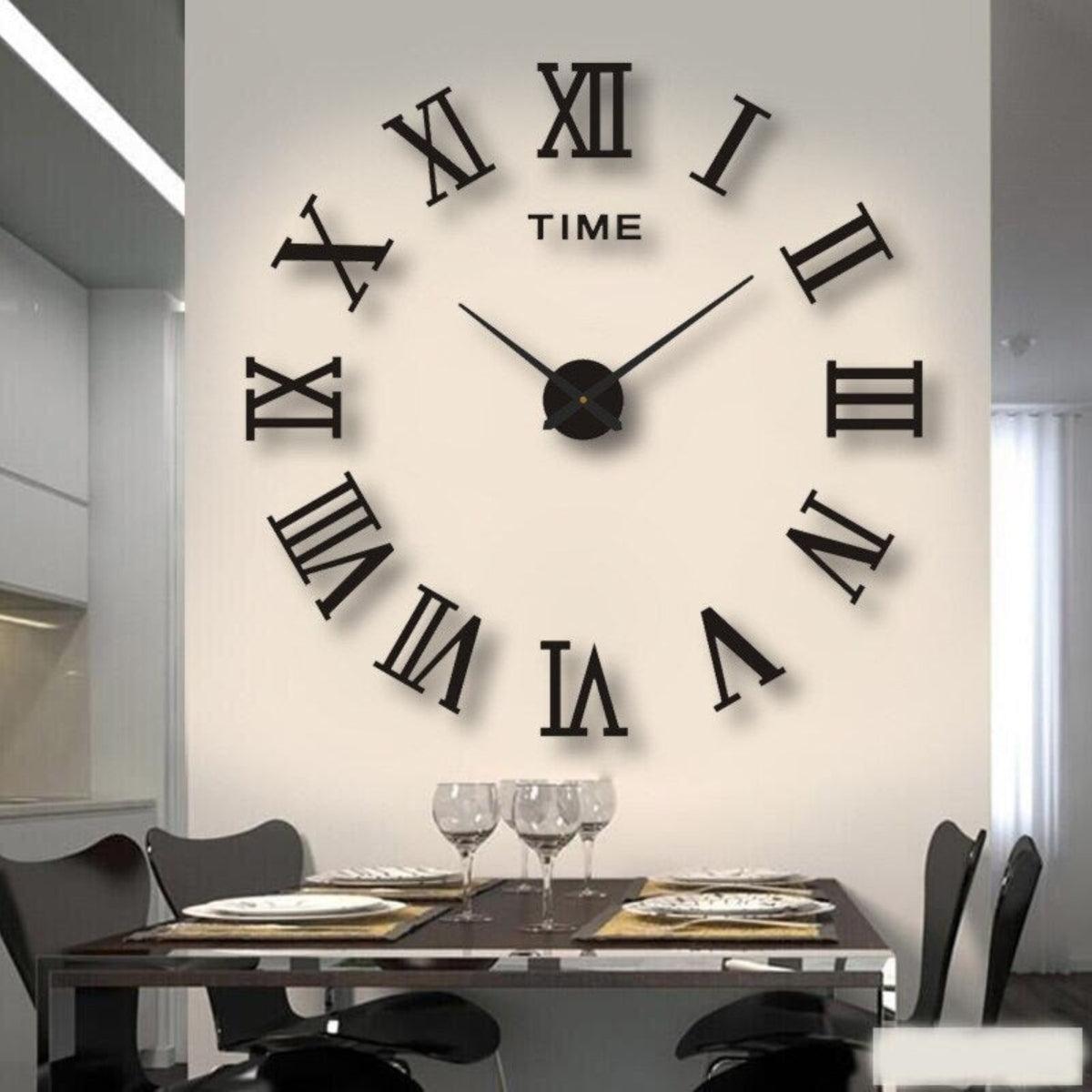 Large Frameless Silent Wall Clock With 3D Numerical Design