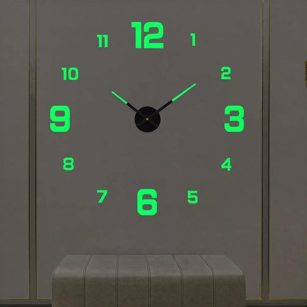 Large Frameless Silent Wall Clock With 3D Numerical Design