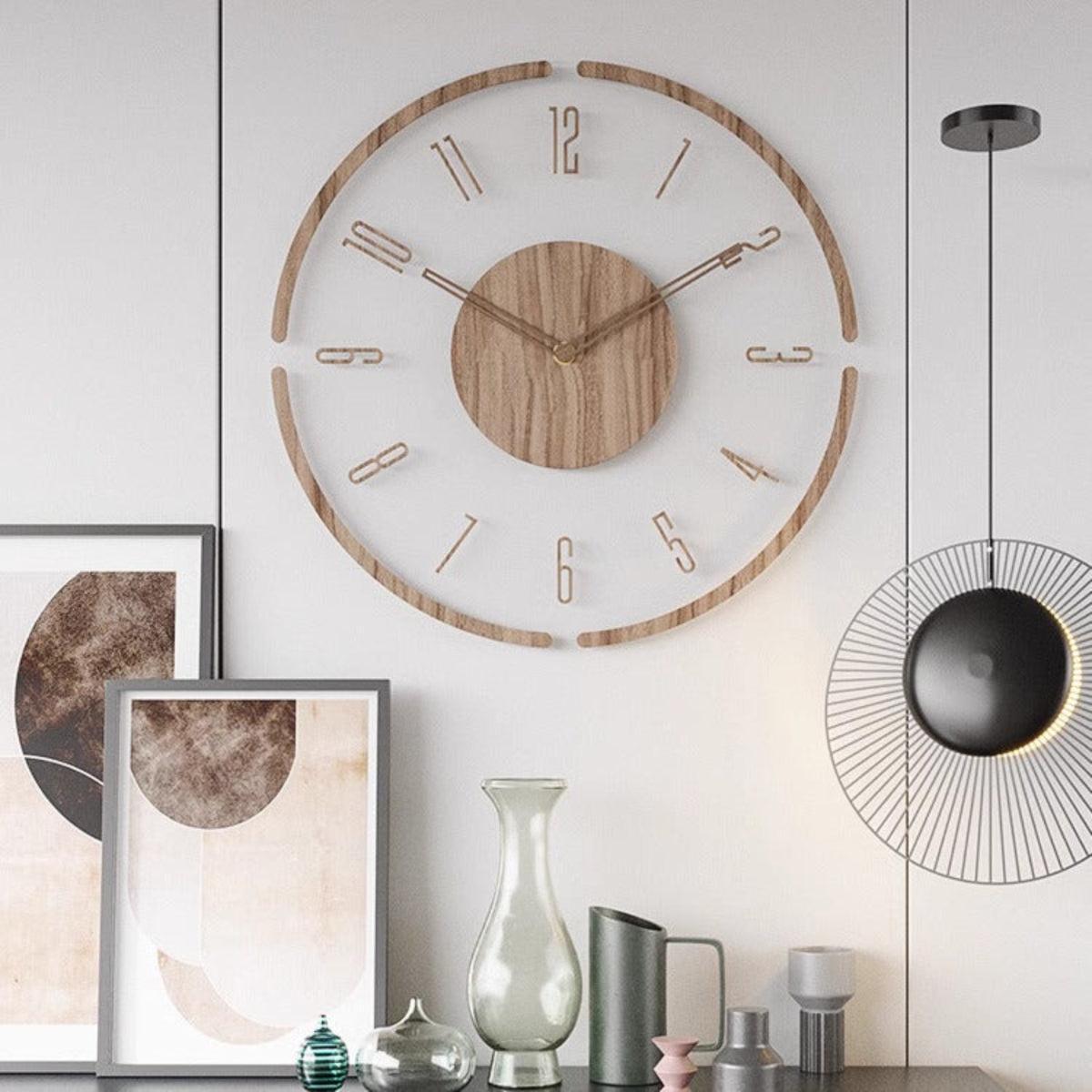 Large Minimalist Wooden Wall Clock For Contemporary Interiors With Silent Mechanism
