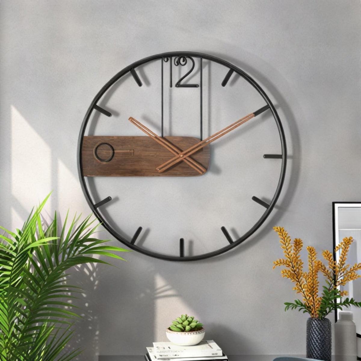 Large Wooden Wall Clock With Silent Modern Minimalist Timekeeping Style
