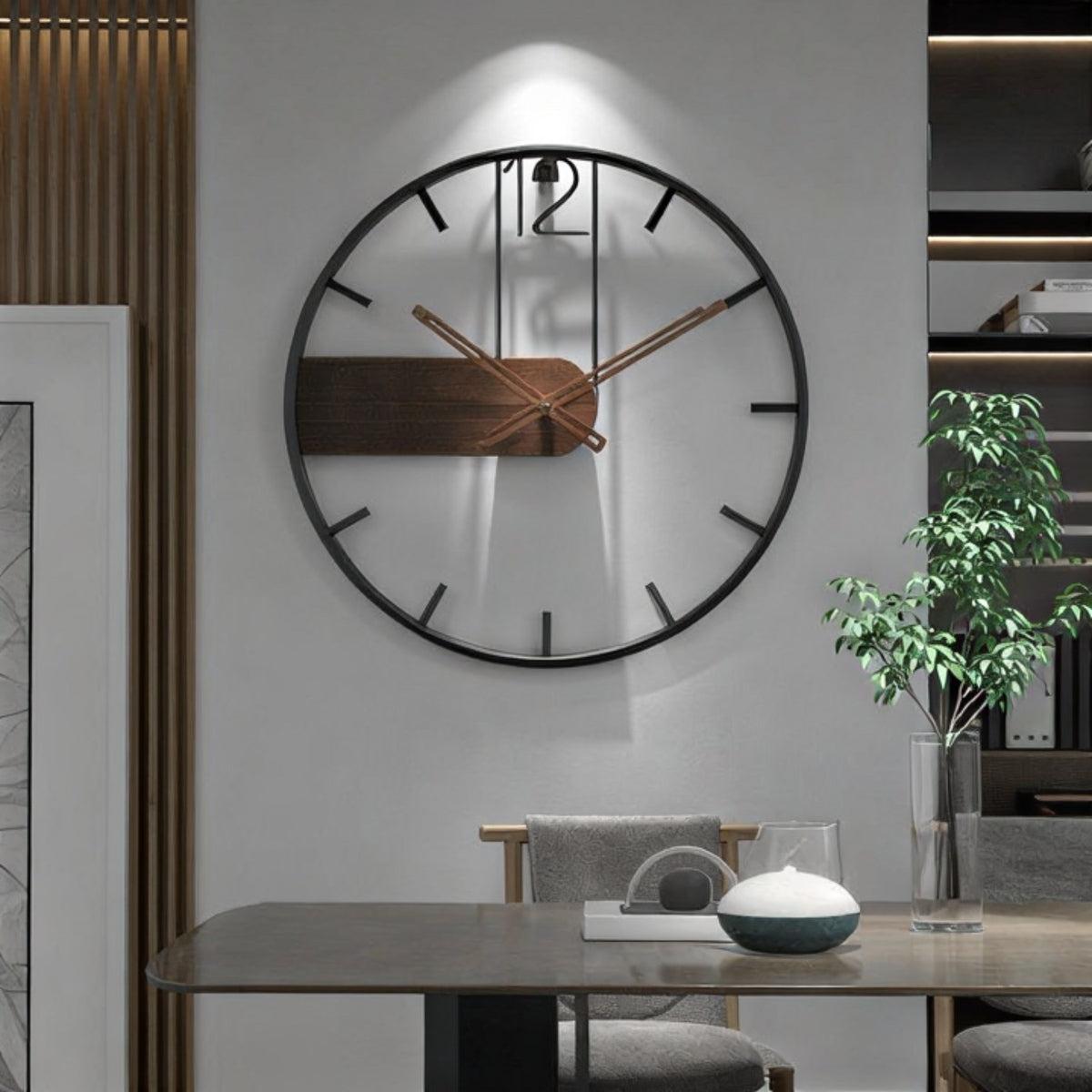 Large Wooden Wall Clock With Silent Modern Minimalist Timekeeping Style