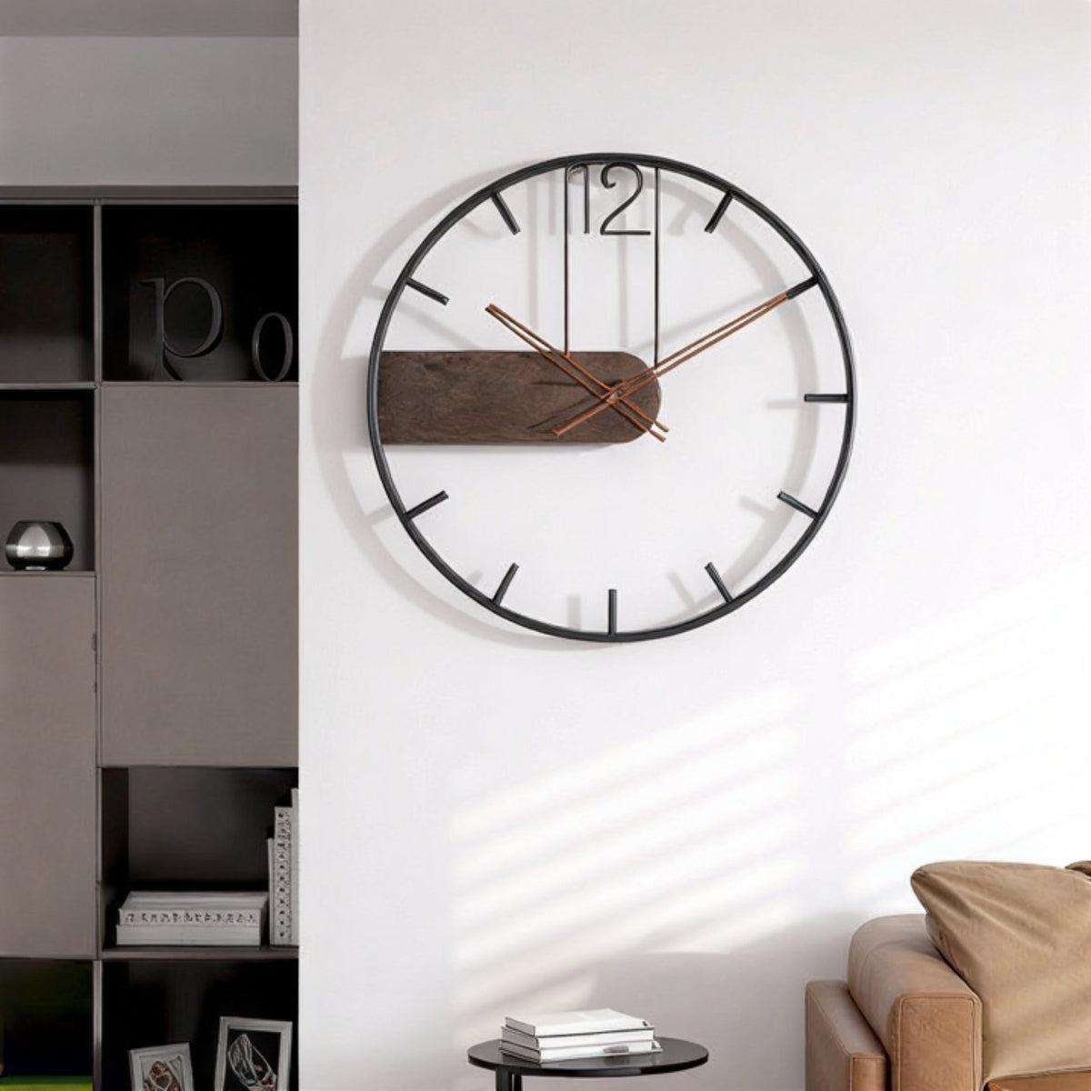 Large Wooden Wall Clock With Silent Modern Minimalist Timekeeping Style