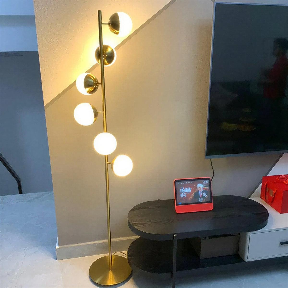 Mid Century Sputnik Floor Lamp With Glass Globe Shades