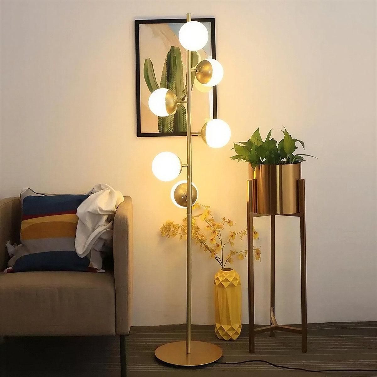 Mid Century Sputnik Floor Lamp With Glass Globe Shades