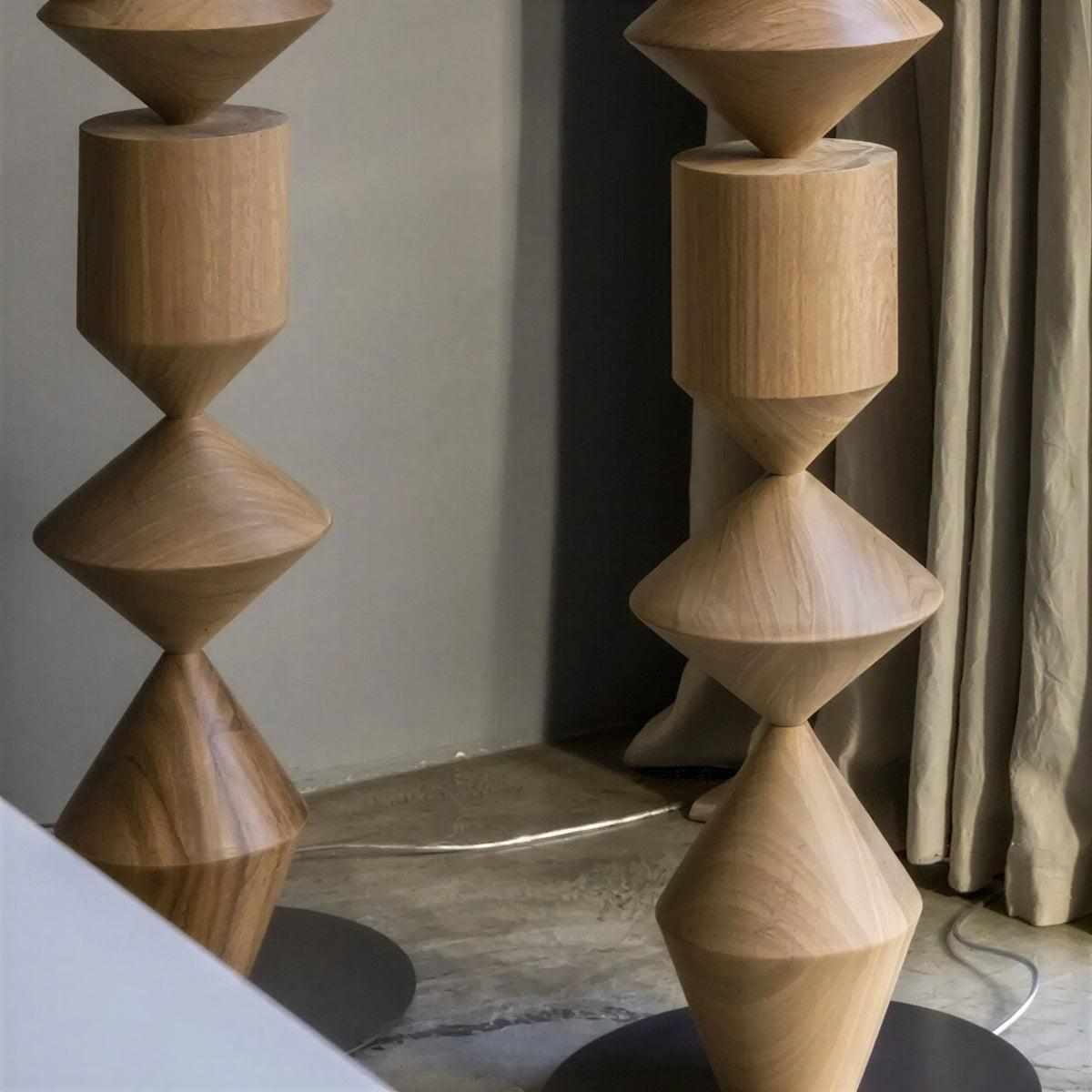 Mid Century Style Floor Lamp With Geometric Sculptural Design