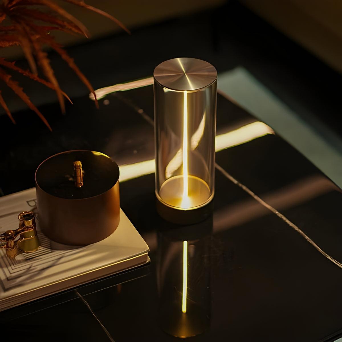 Minimalist Cordless Rechargeable Cylinder Table Lamp With Touch Dimmer Control