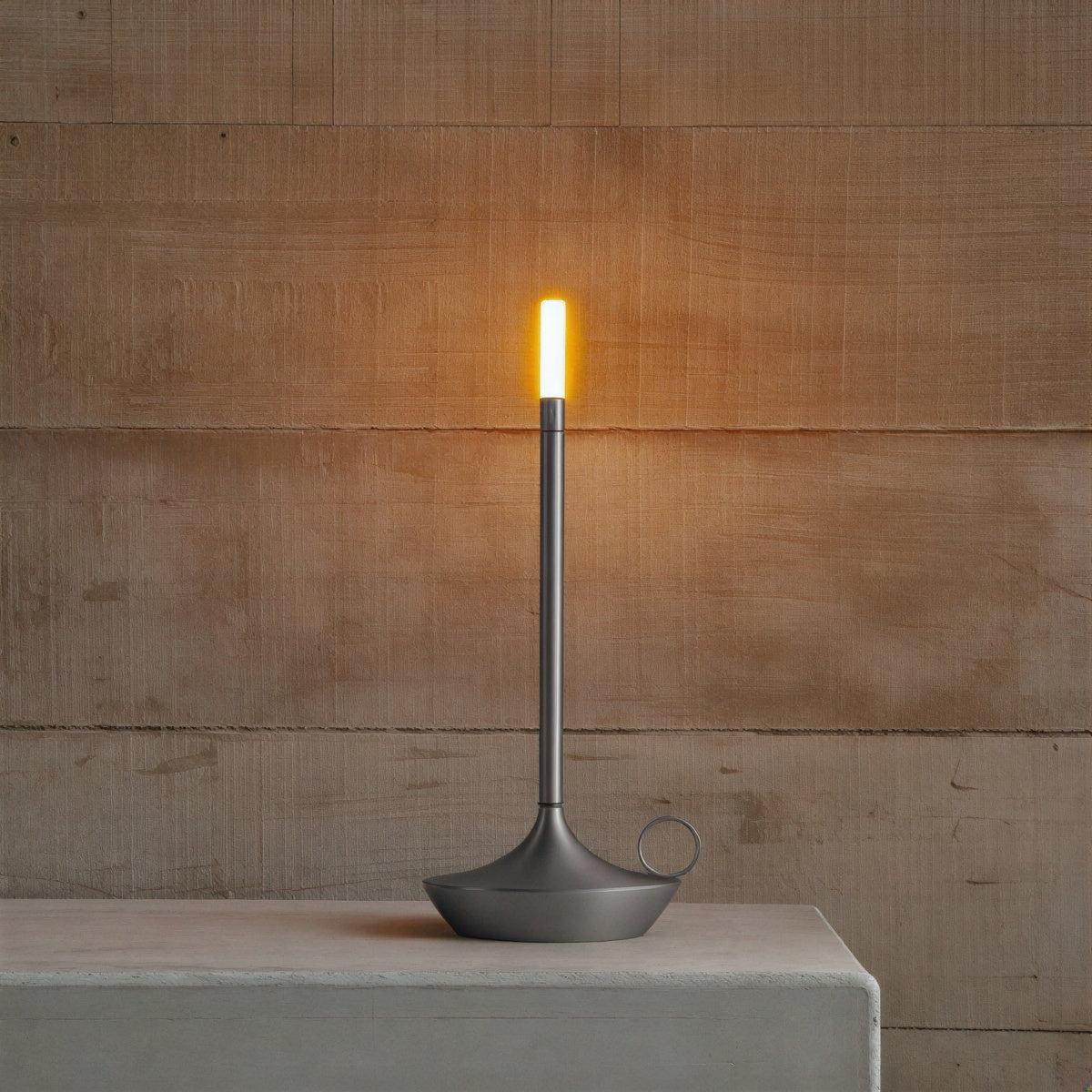 Minimalistic Candle Styled Rechargeable Cordless Table Lamp With Battery Operation