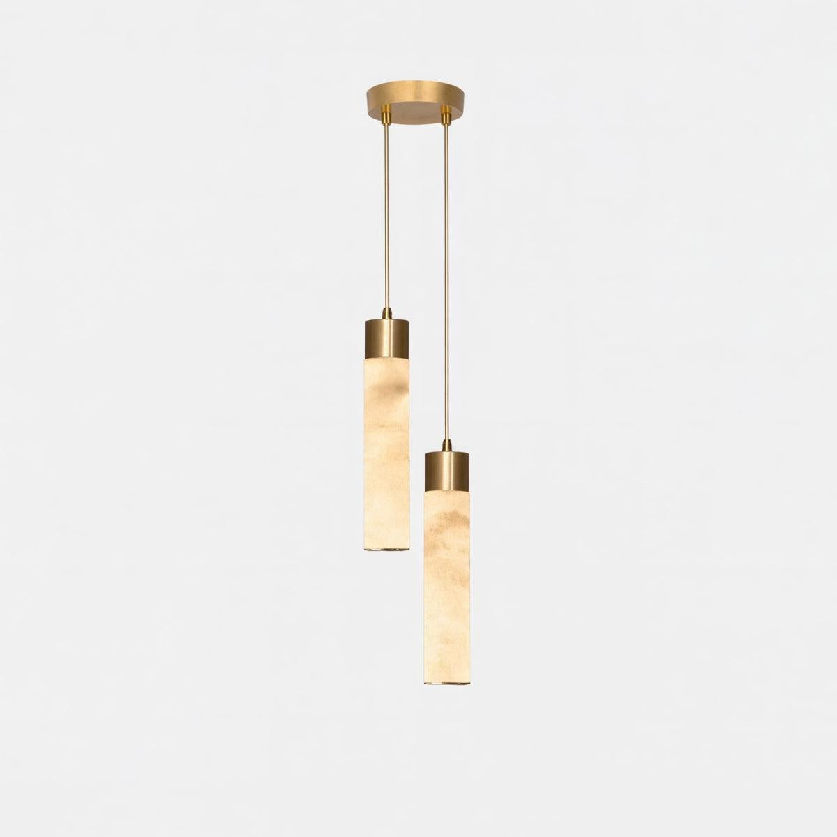 Modern Alabaster Ceiling Pendant Light With Marbled Detail And Brass Base