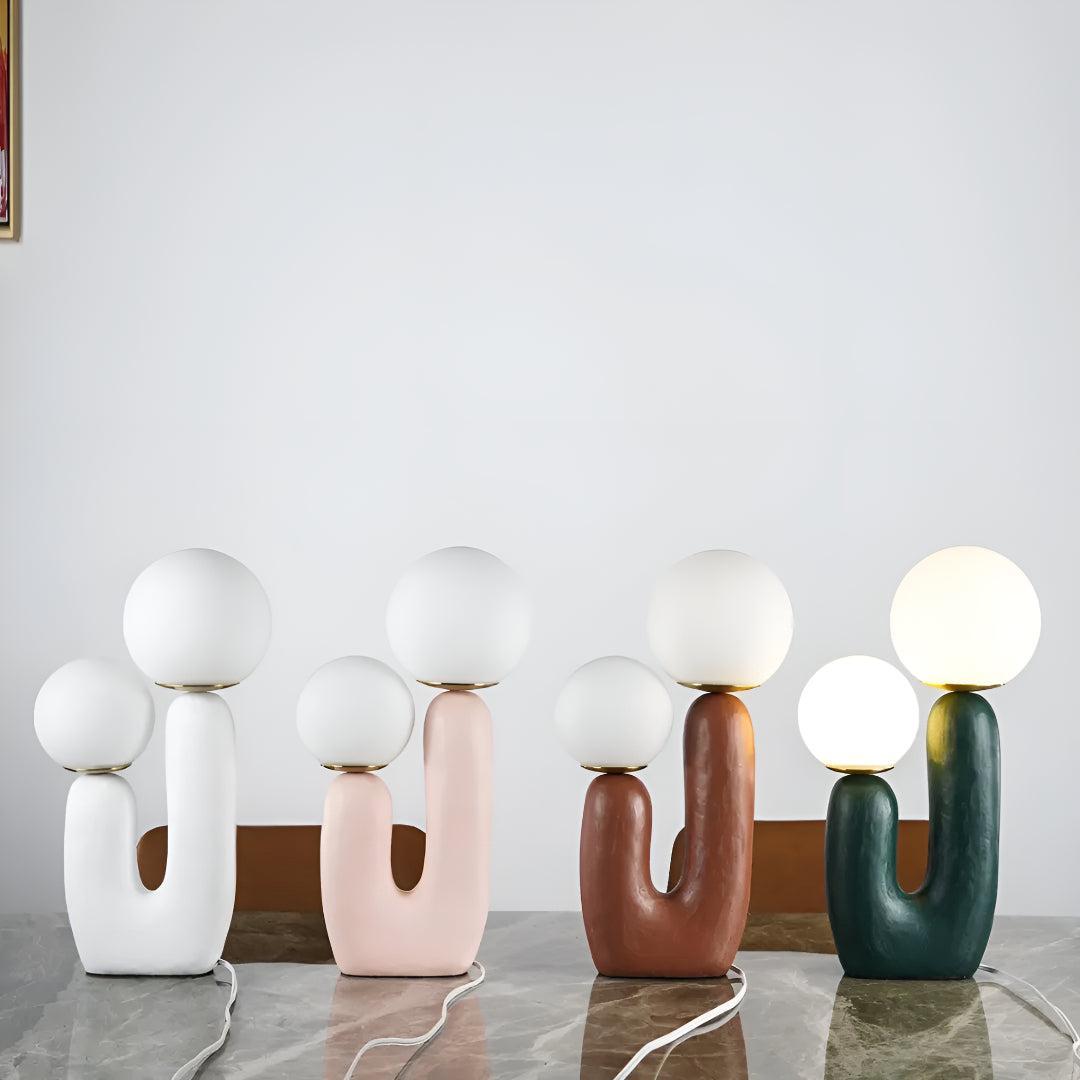 Modern Bedside Table Lamp With Double Glass Globe Design