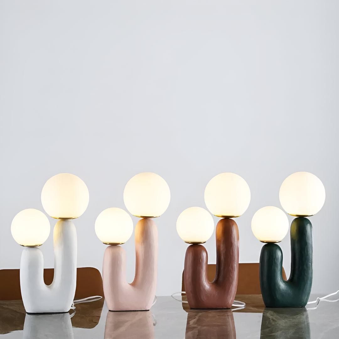 Modern Bedside Table Lamp With Double Glass Globe Design
