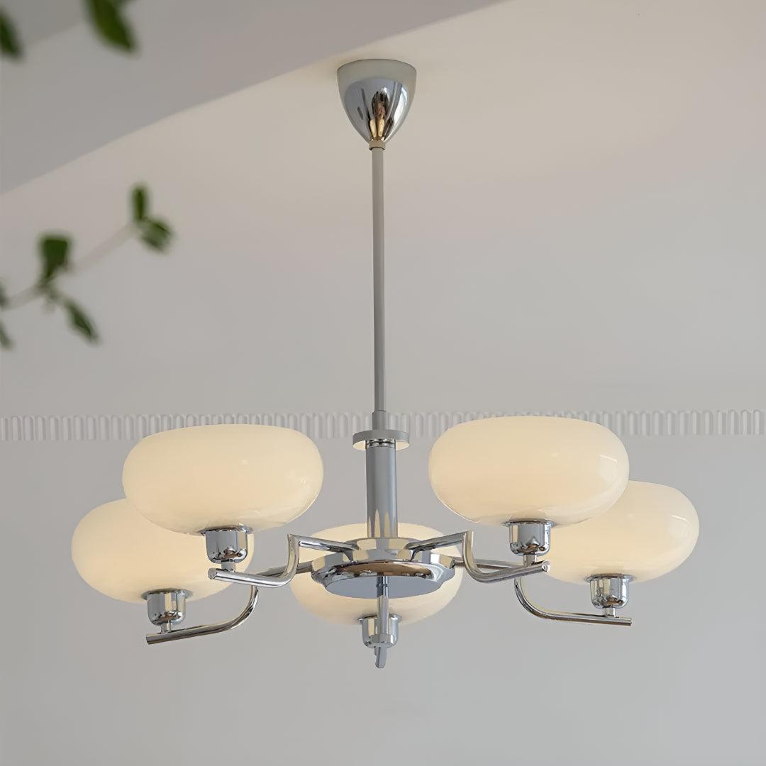Modern Brass Chandelier Light With Bubble Glass Shades