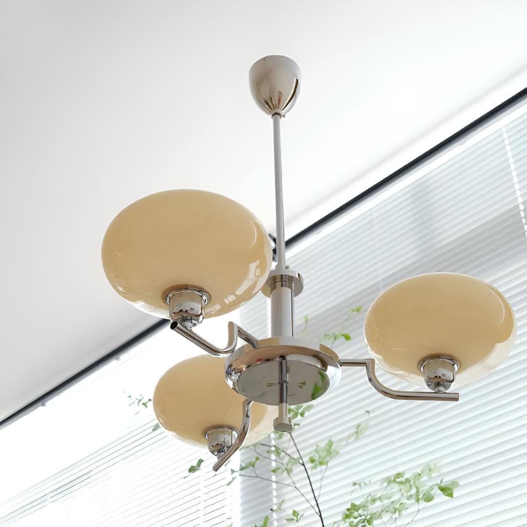 Modern Brass Chandelier Light With Bubble Glass Shades